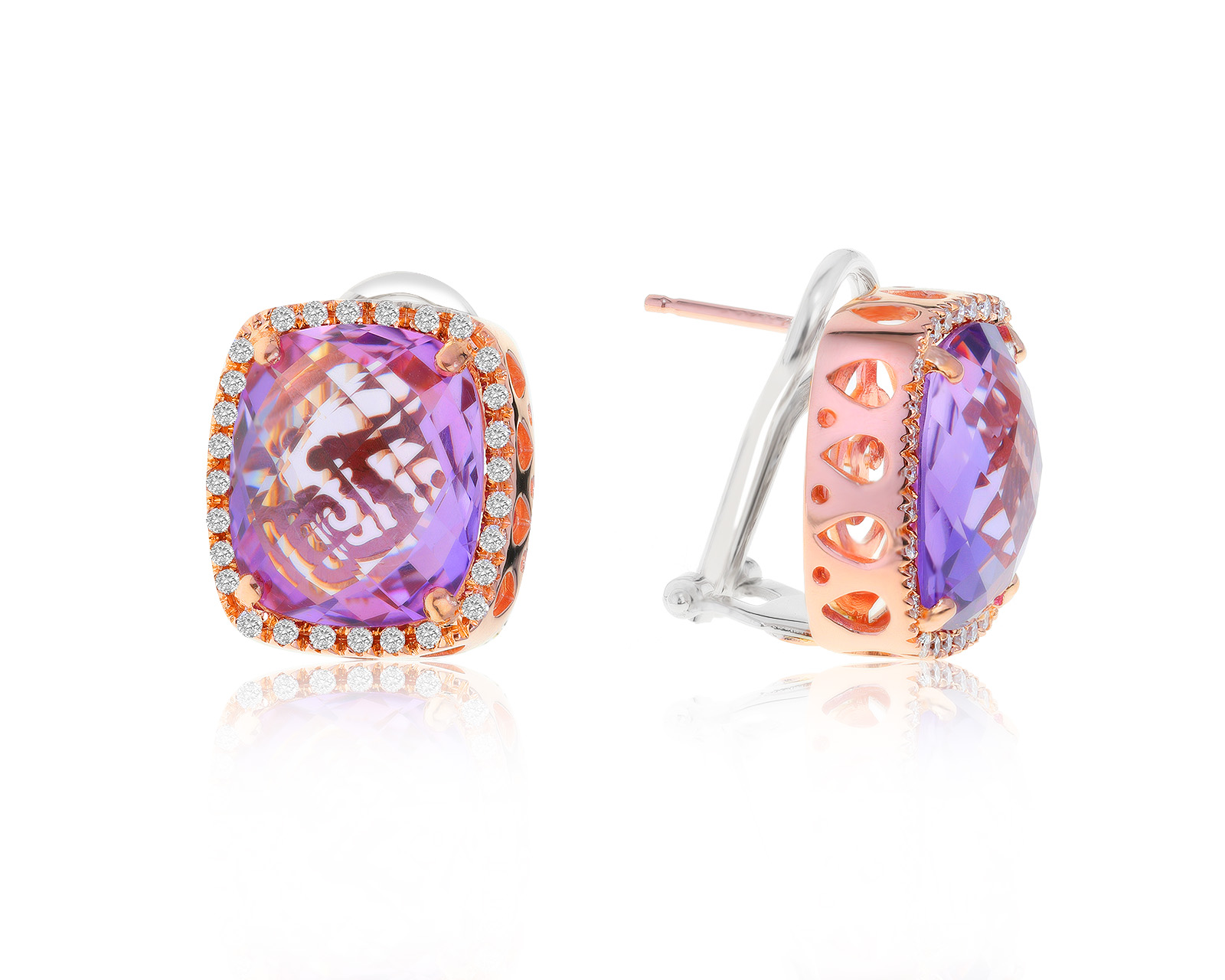 Оригинальные золотые серьги с аметистами 11.82ct Zoccai 051121/3