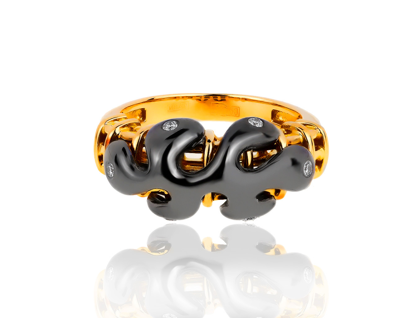 Неординарное золотое кольцо с бриллиантами 0.10ct 060719/1