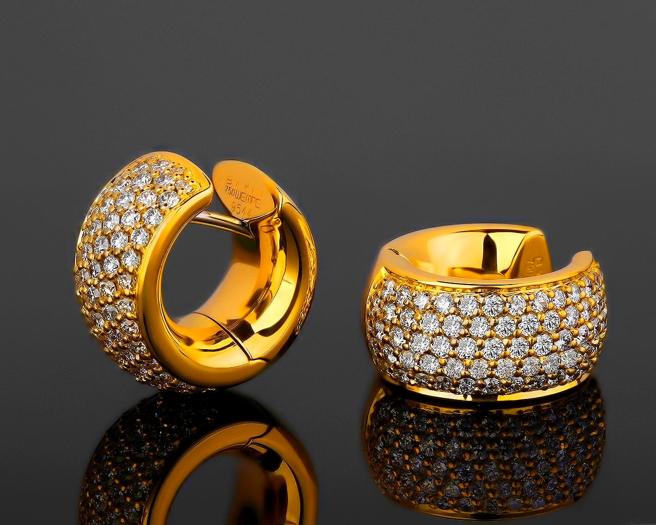 Золотые серьги усыпанные бриллиантами 1.80ct Wempe By Kim
