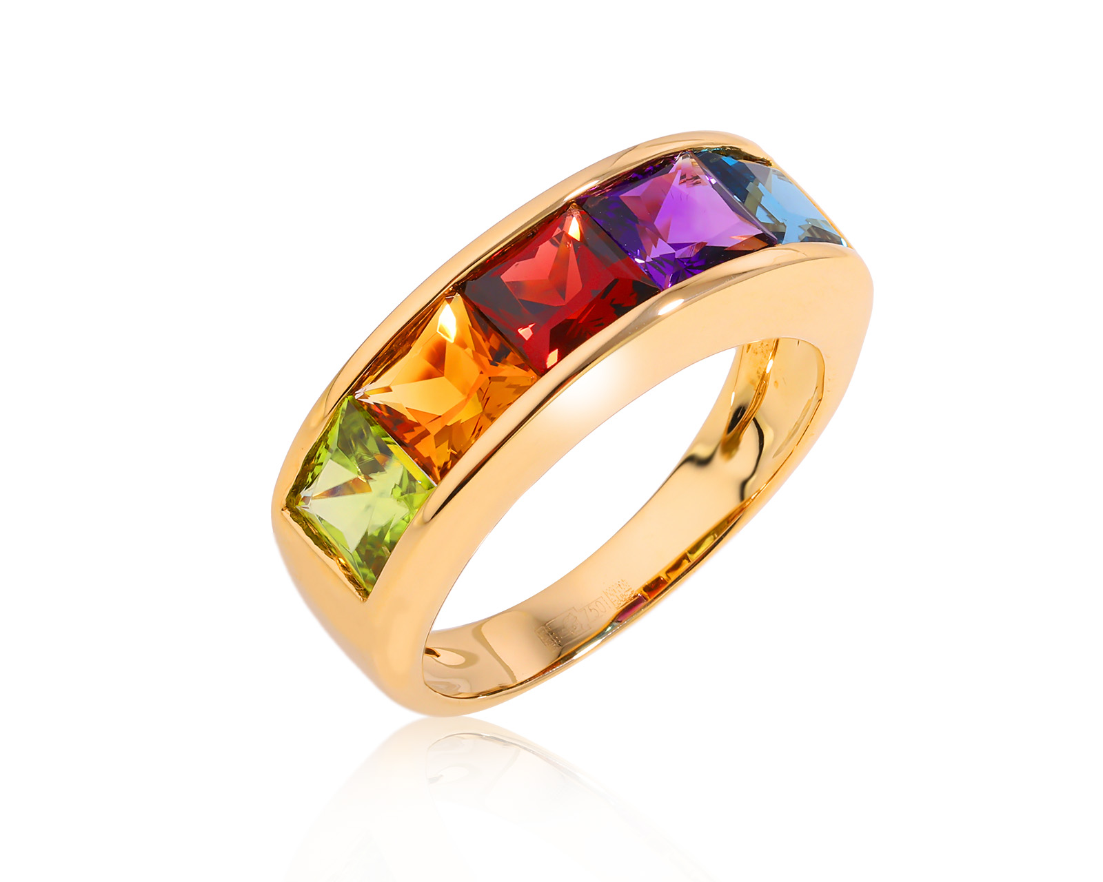 Оригинальное золотое кольцо с цветными камнями 3.28ct H.Stern Rainbow 091124/2
