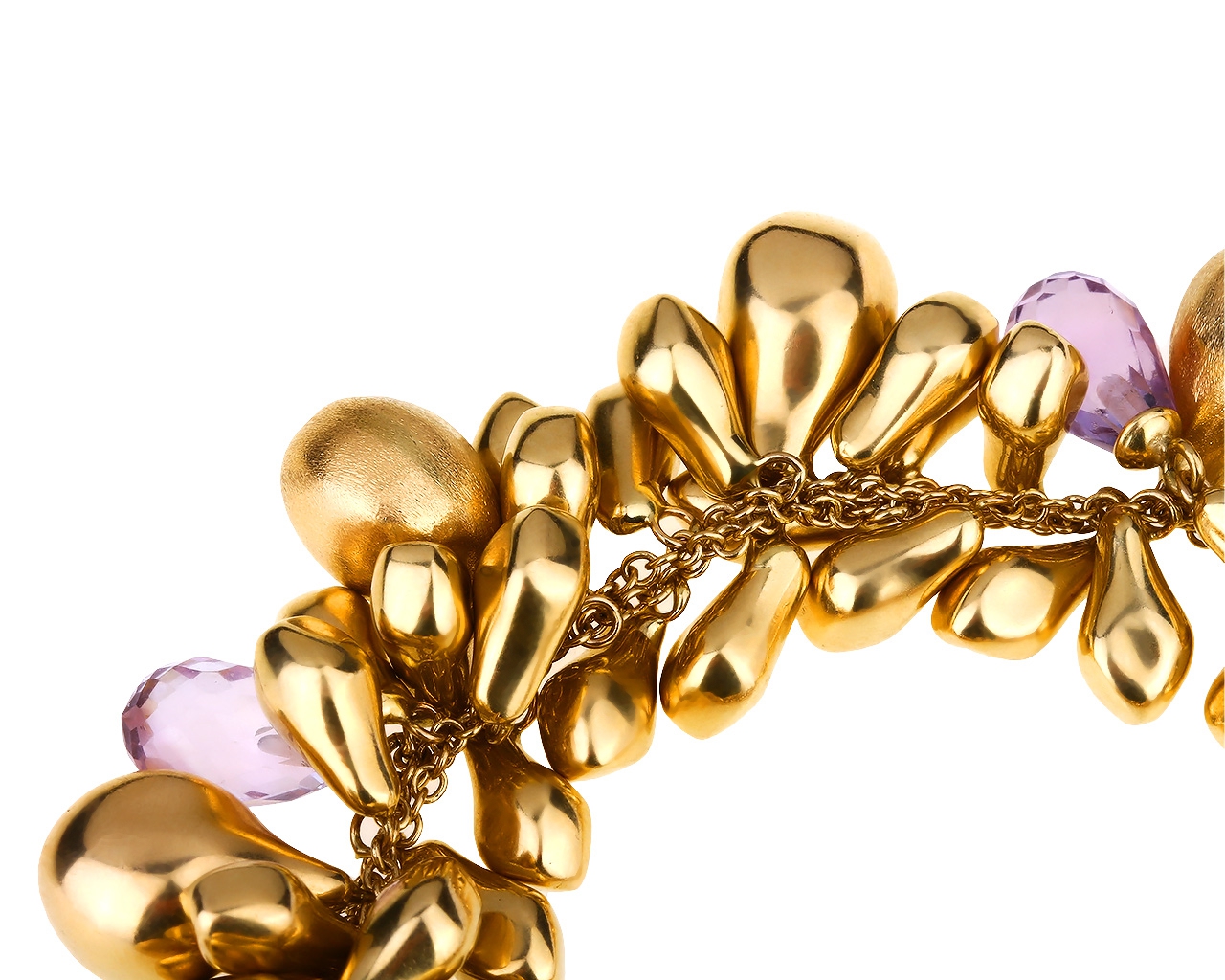 Итальянский золотой браслет с аметистами