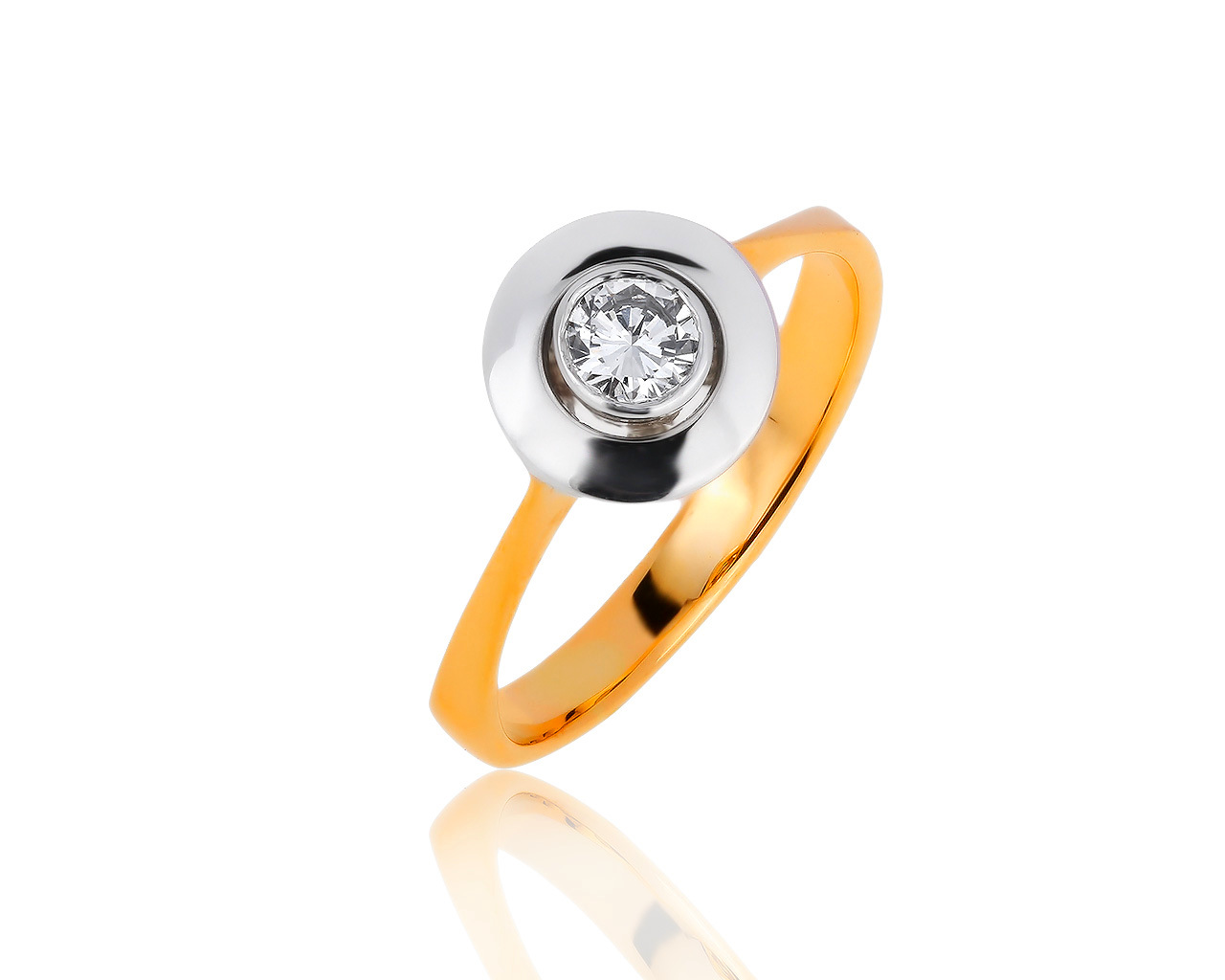 Классическое золотое кольцо с бриллиантом 0.21ct 150919/2
