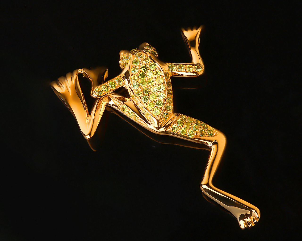 Золотой кулон с бриллиантами и демантоидами 070916/5