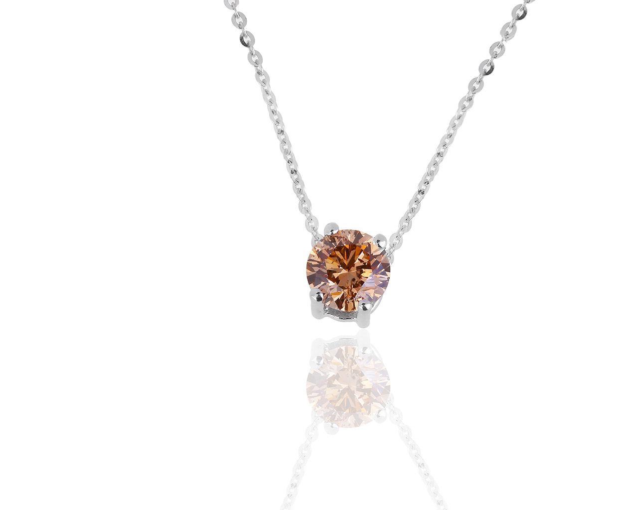 Стильная золотая подвеска с коньячным бриллиантом 1.02ct 080918/5