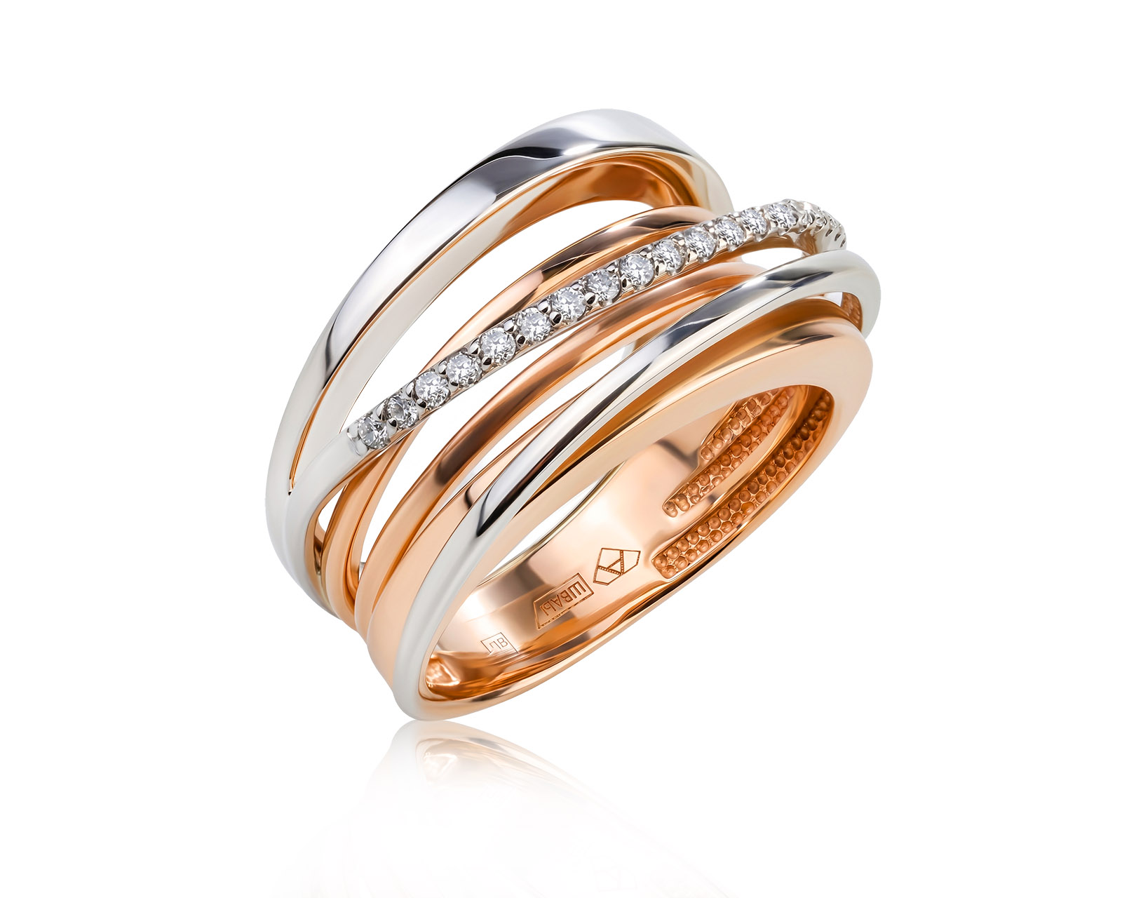 Золотое кольцо с бриллиантами 0.15ct