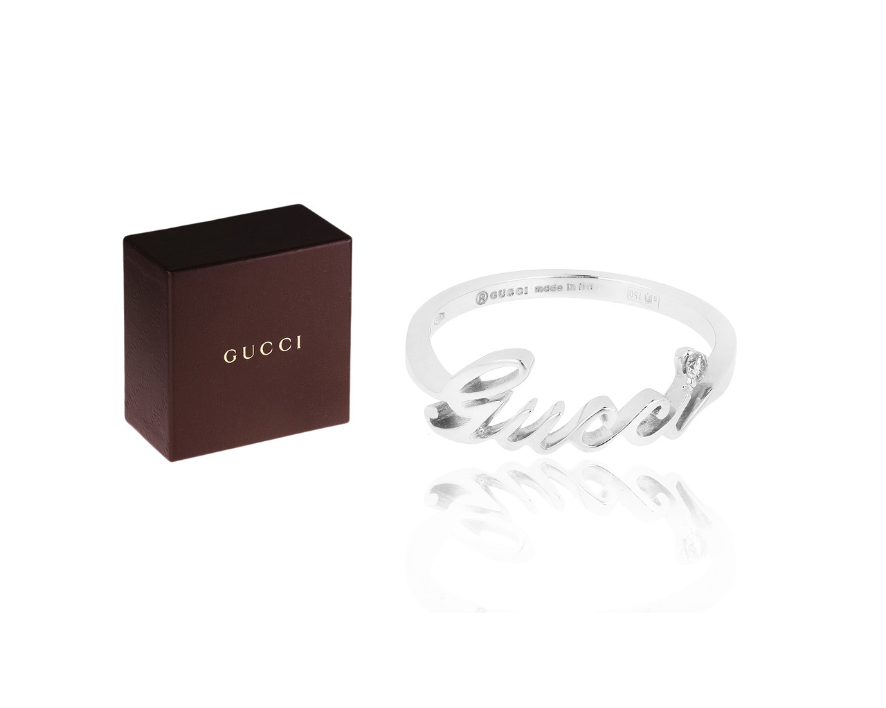 Стильное золотое кольцо с бриллиантом 0.02ct Gucci
