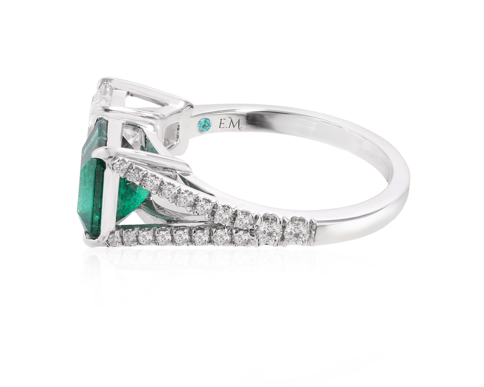 Золотое кольцо с изумрудом Замбия 1.83ct Evgeny Matveev Toi et Moi