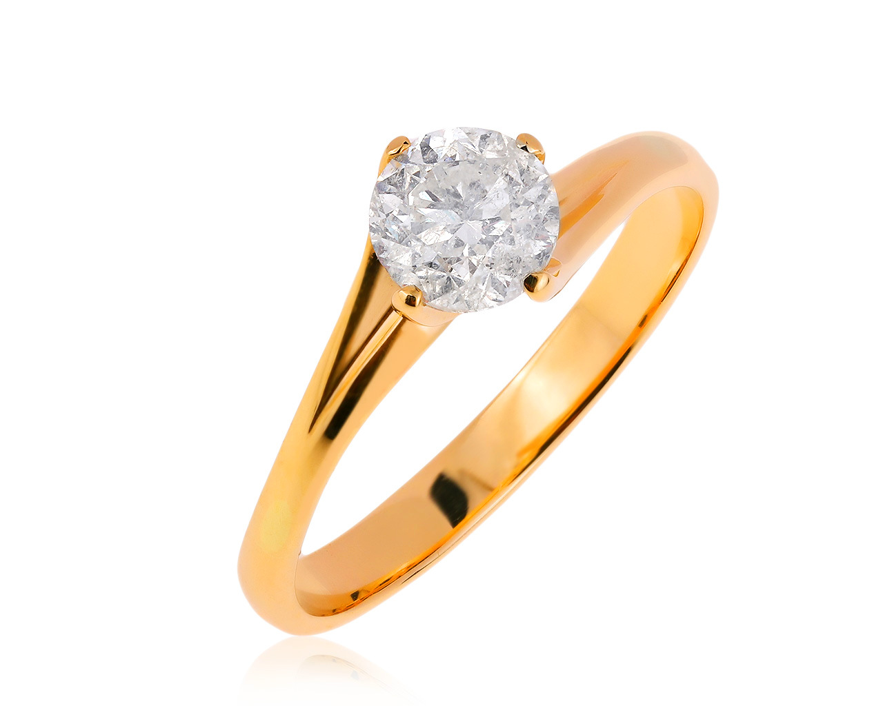 Прекрасное золотое кольцо с бриллиантом 1.00ct