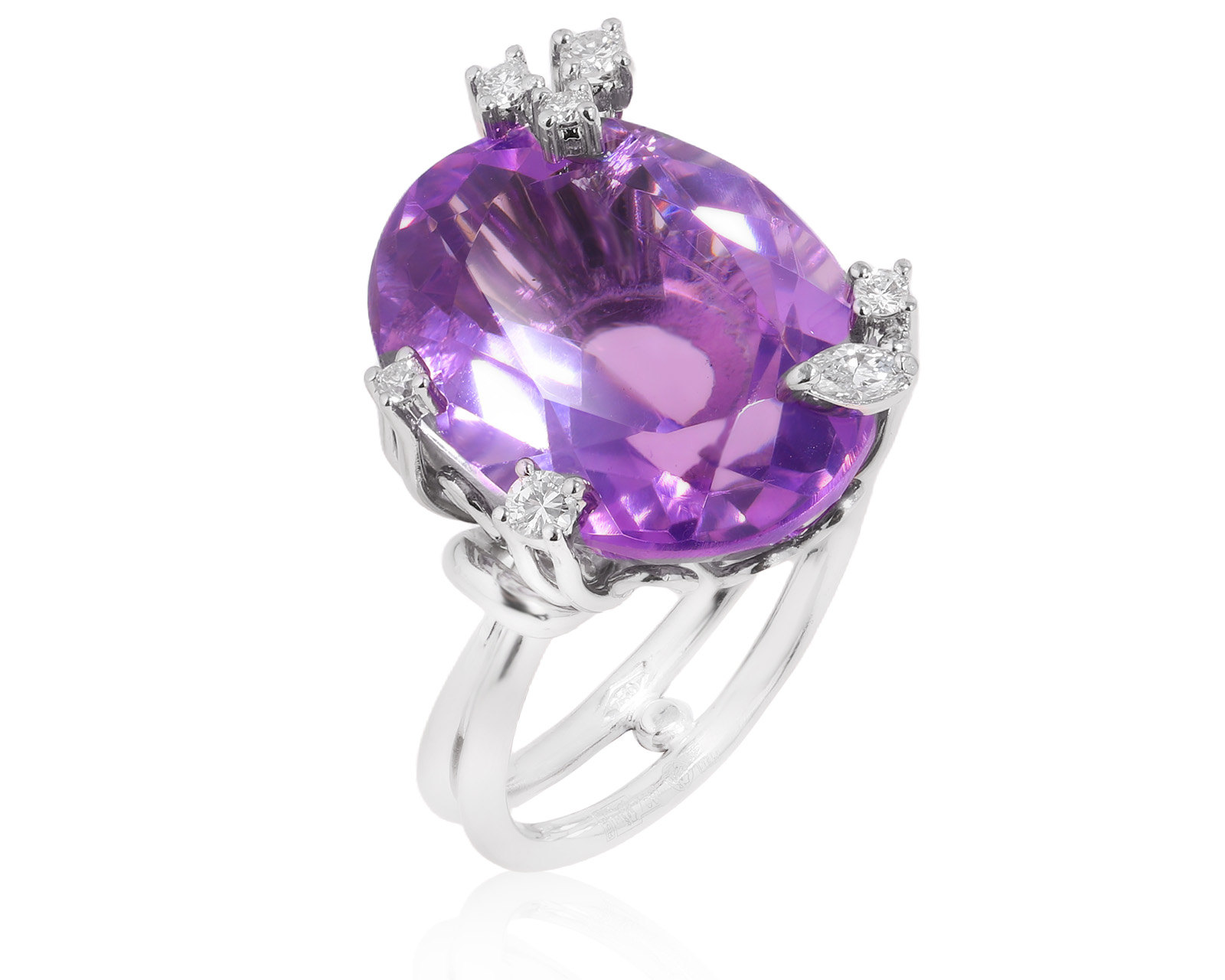 Золотое кольцо с аметистом 10.05ct и бриллиантами 0.22ct 990073/4