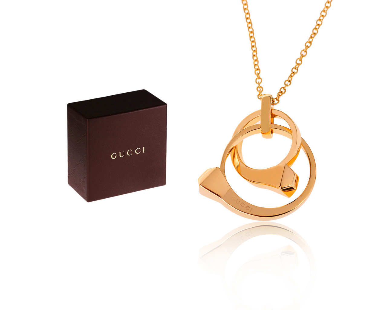 Оригинальный золотой кулон Gucci