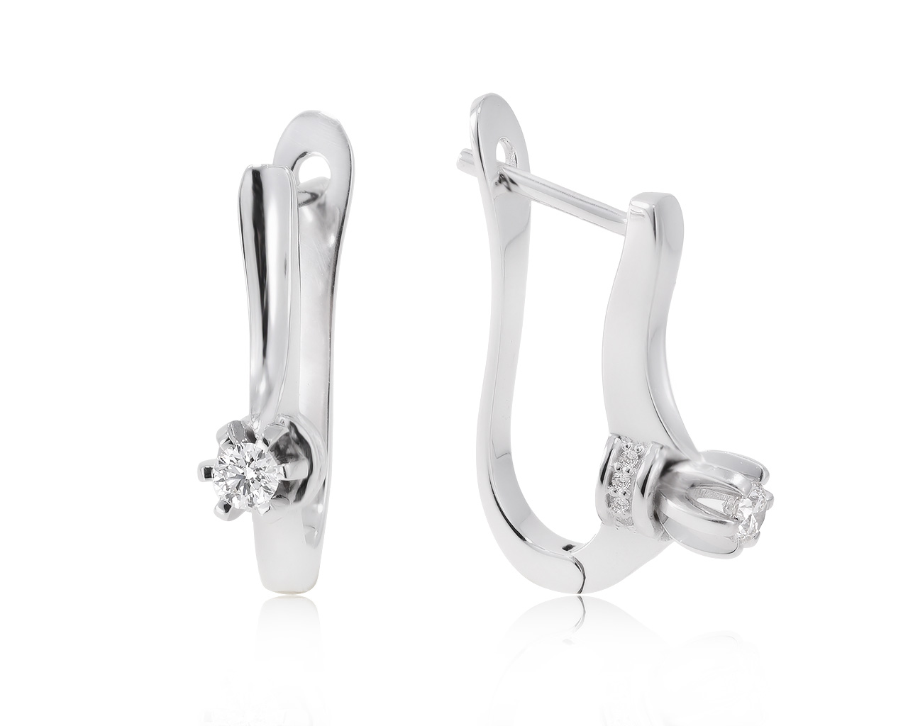Изящные золотые серьги с бриллиантами 0.30ct