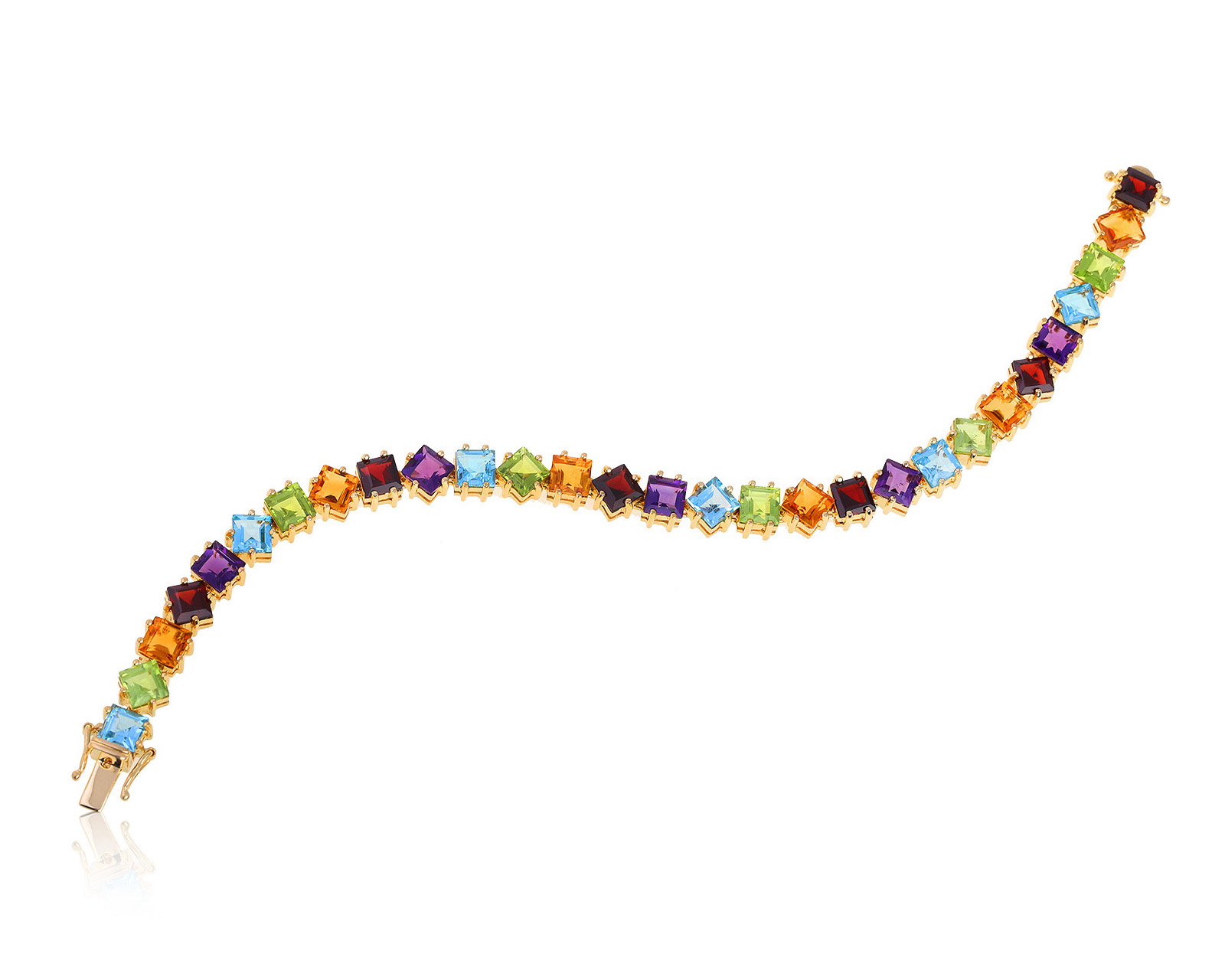 Коктейльный золотой браслет с цветными камнями 32.56ct 170721/14