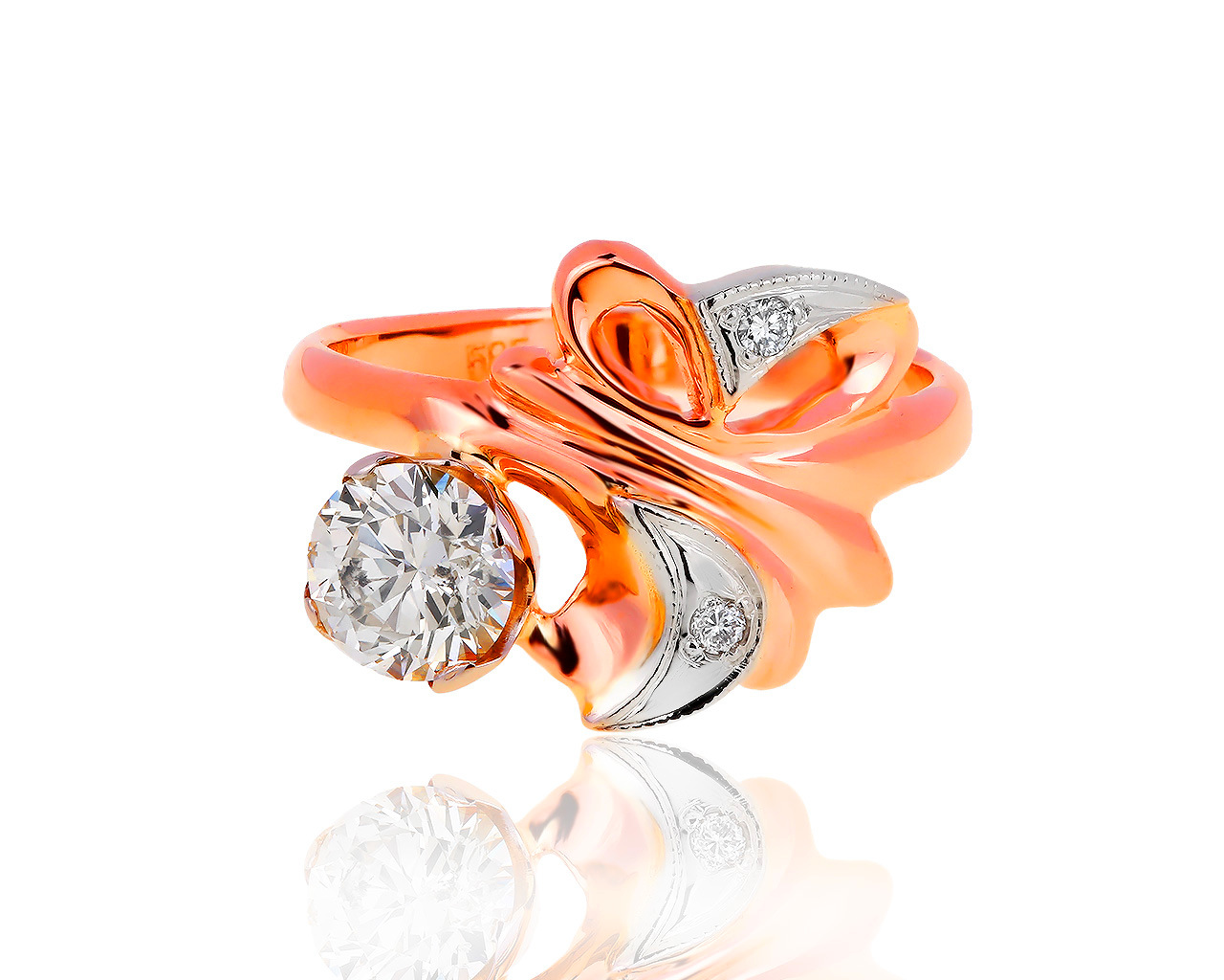 Винтажное золотое кольцо с бриллиантами 1.07ct 010517/2