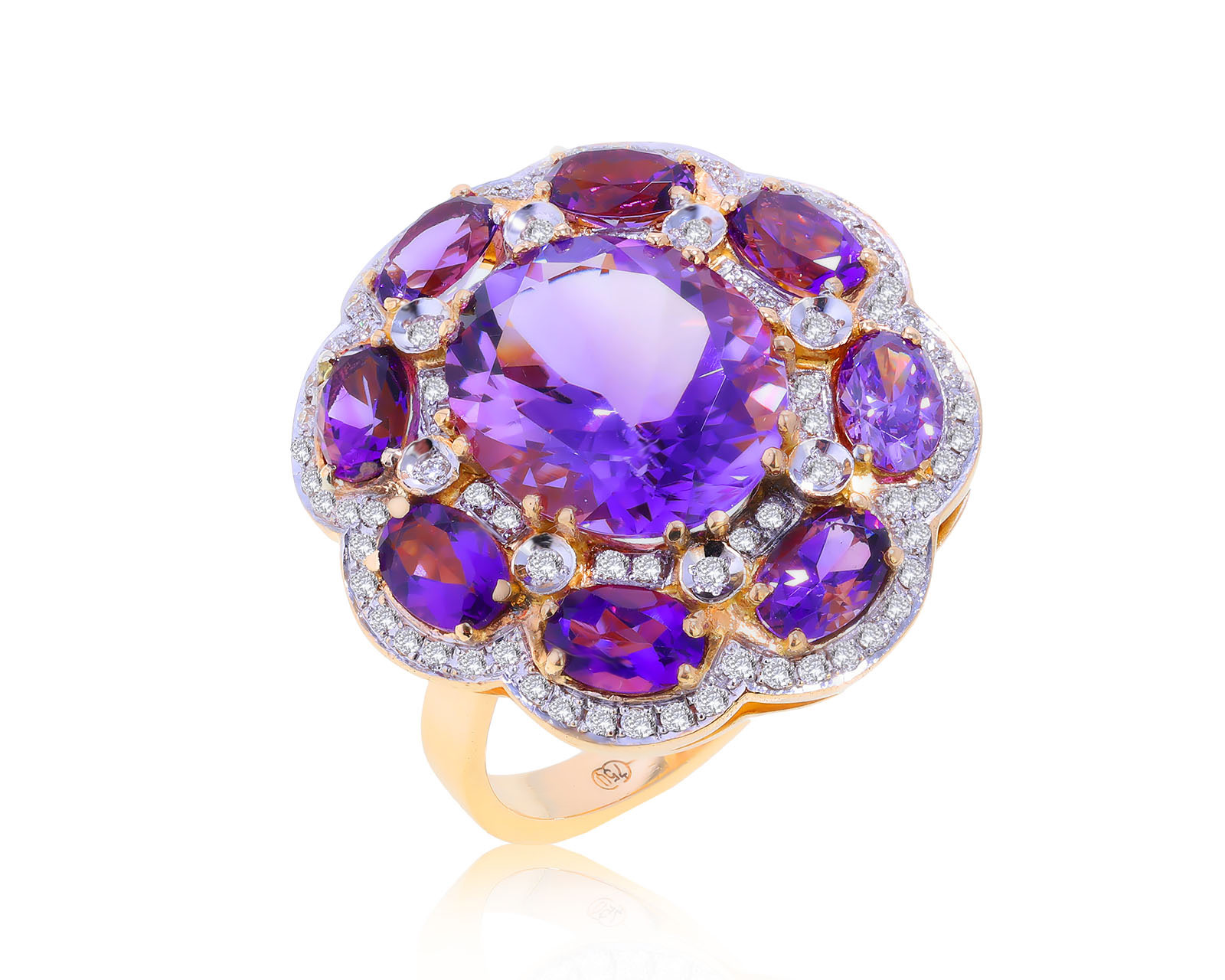 Изумительное золотое кольцо с аметистами 10.53ct 221121/7 Изумительное золотое кольцо с аметистами 10.53ct 221121/7