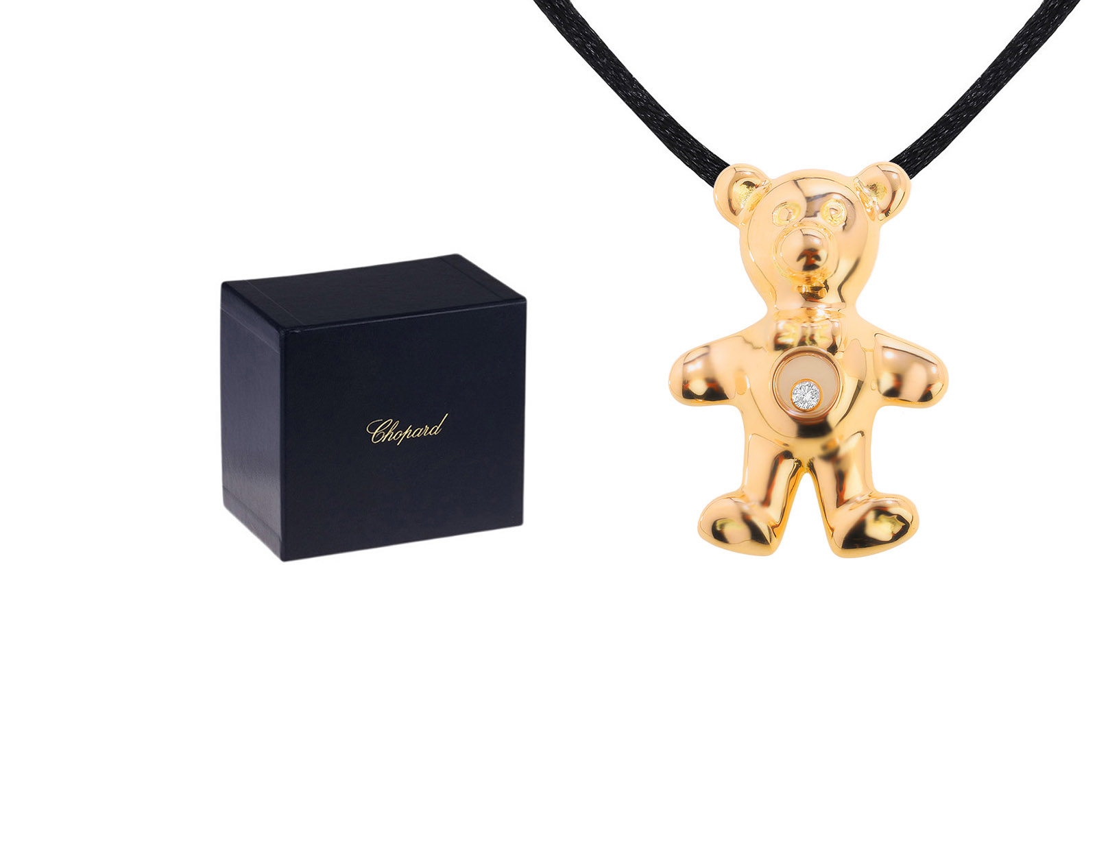 Оригинальный золотой кулон Chopard Teddy Bear Happy Diamonds