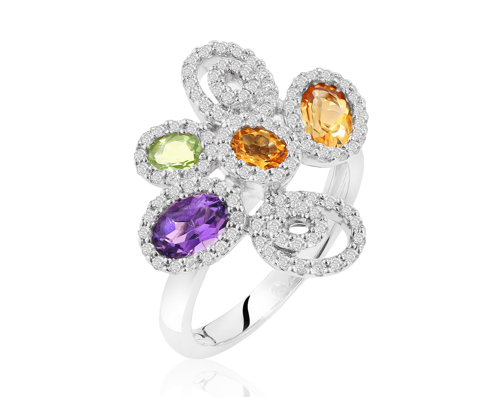 Оригинальное золотое кольцо с цветными камнями 1.15ct Zen