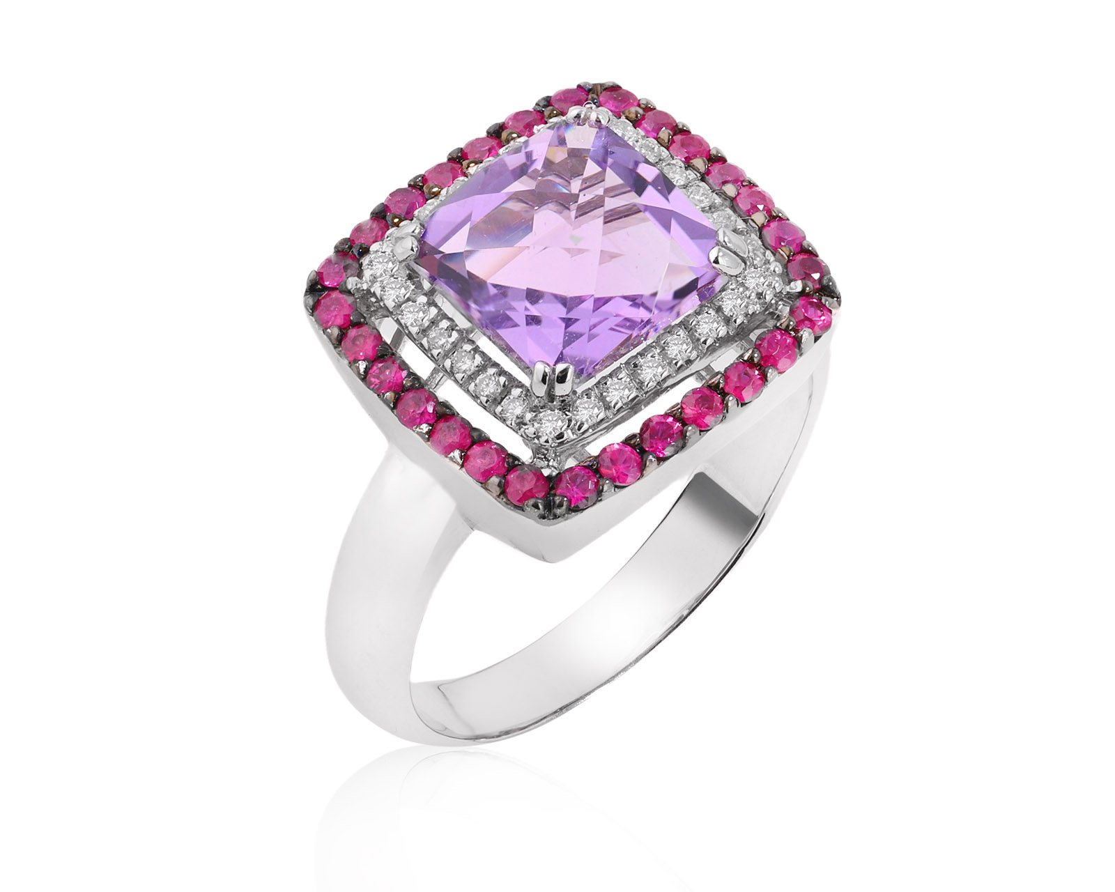 Золотое кольцо с аметистом 2.35ct и рубинами 0.48ct 041125/1