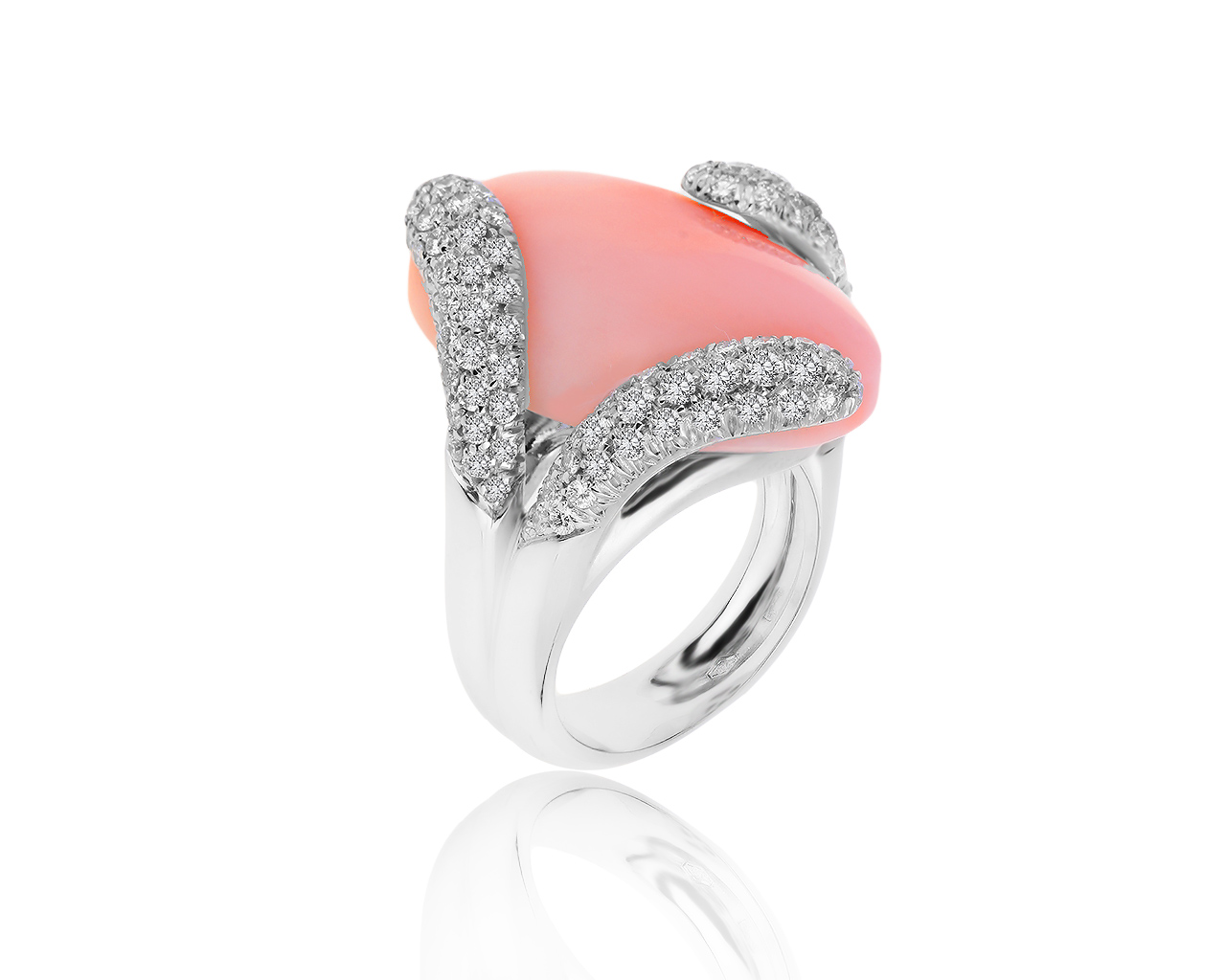 Итальянское золотое кольцо с кораллом и бриллиантами 1.50ct 300519/9