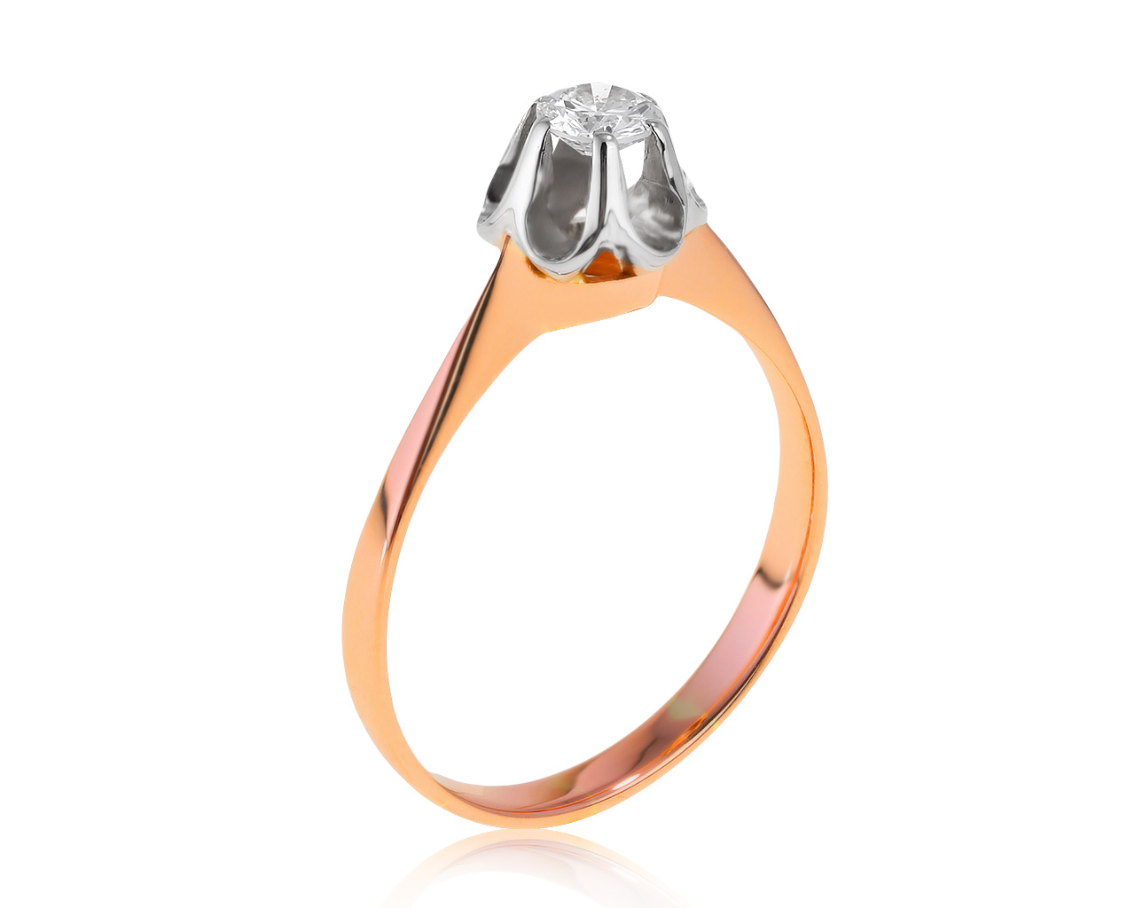 Нарядное золотое кольцо с бриллиантом 0.25ct СССР 140621/2