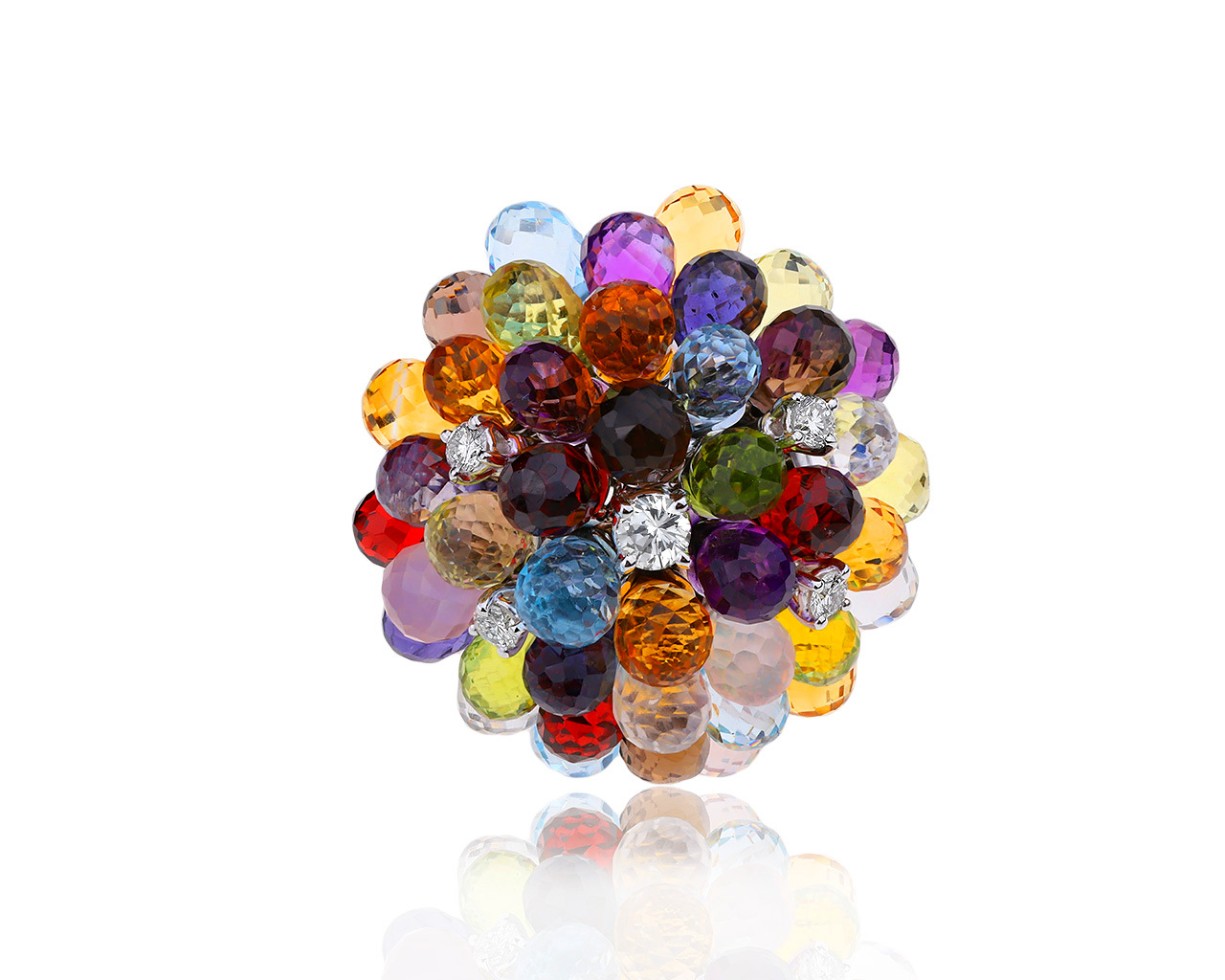 Оригинальное золотое кольцо с цветными камнями 20.30ct Oro Trend