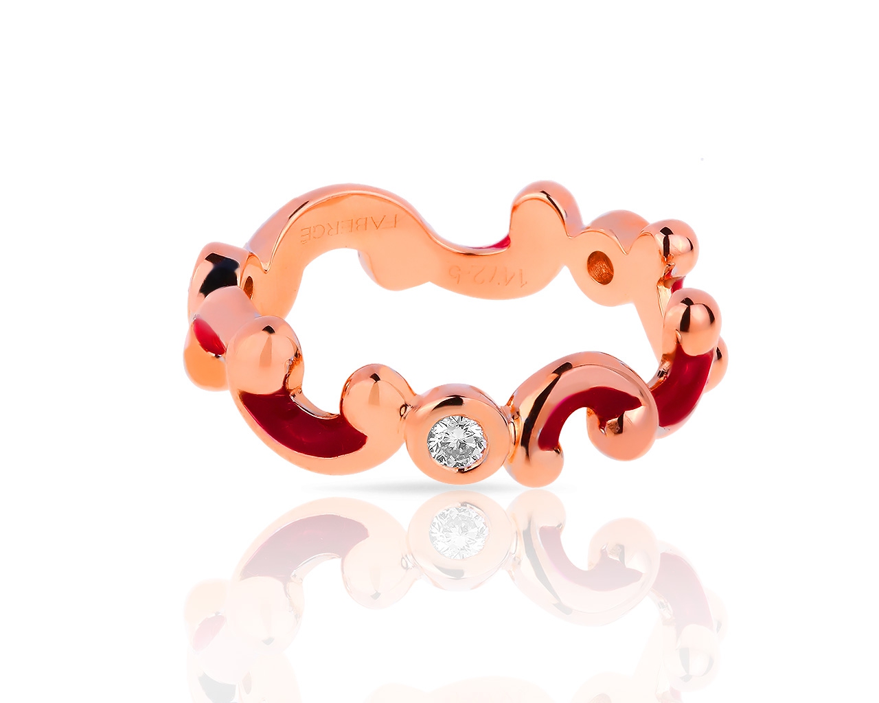 Узорное золотое кольцо с бриллиантами 0.18ct Faberge 040518/4