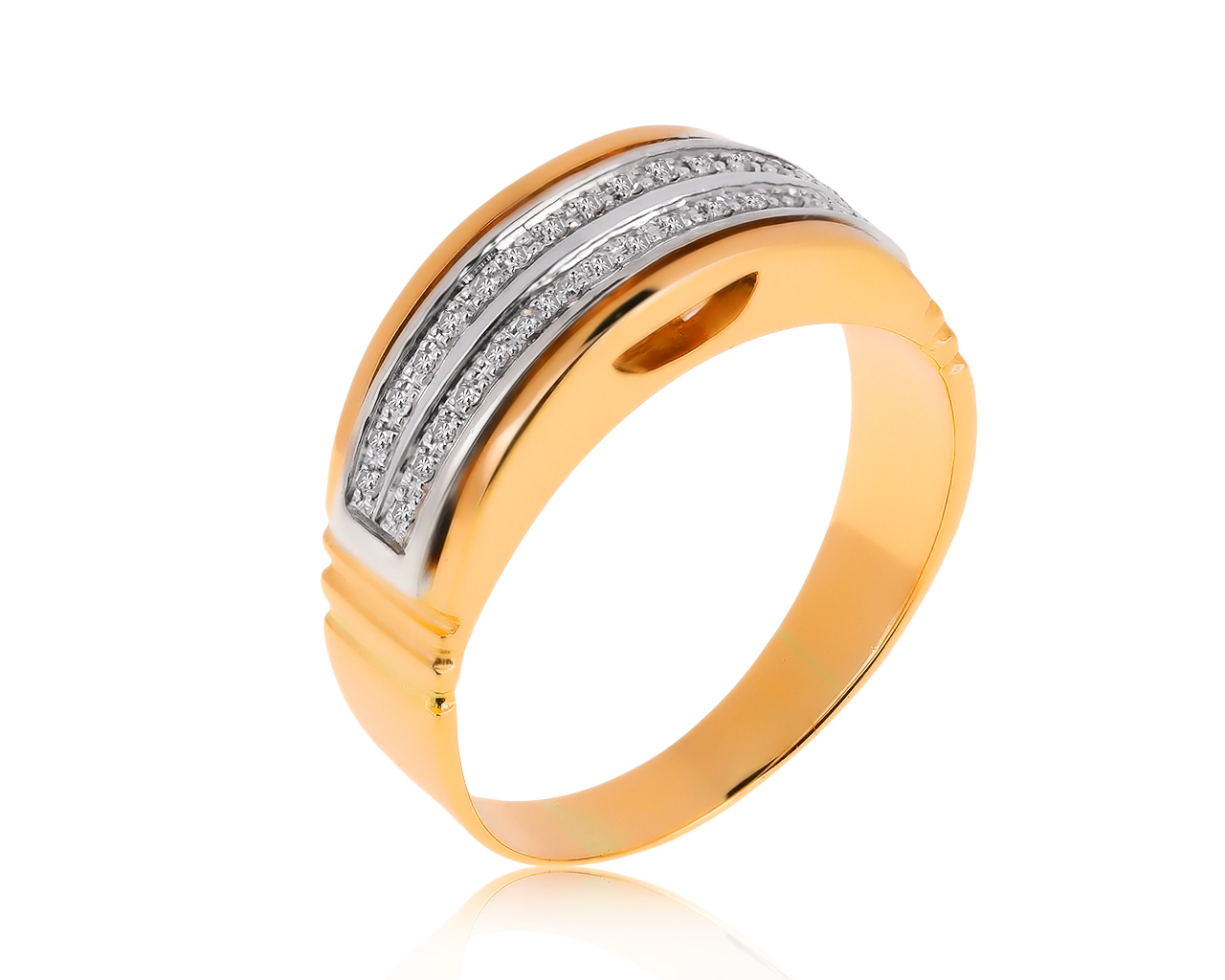 Винтажное золотое кольцо с бриллиантами 0.10ct СССР