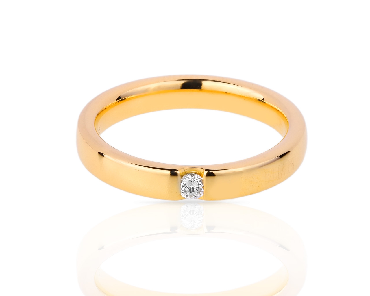 Изящное золотое кольцо с бриллиантом 0.07ct Damiani 080518/36