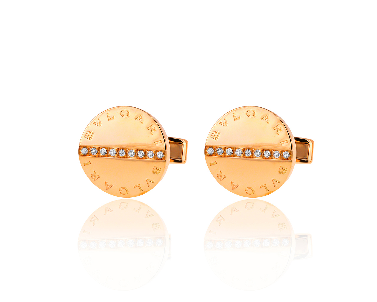 Оригинальные золотые запонки с бриллиантами 0.18ct Bvlgari 291219/2 Оригинальные золотые запонки с бриллиантами 0.18ct Bvlgari 291219/2