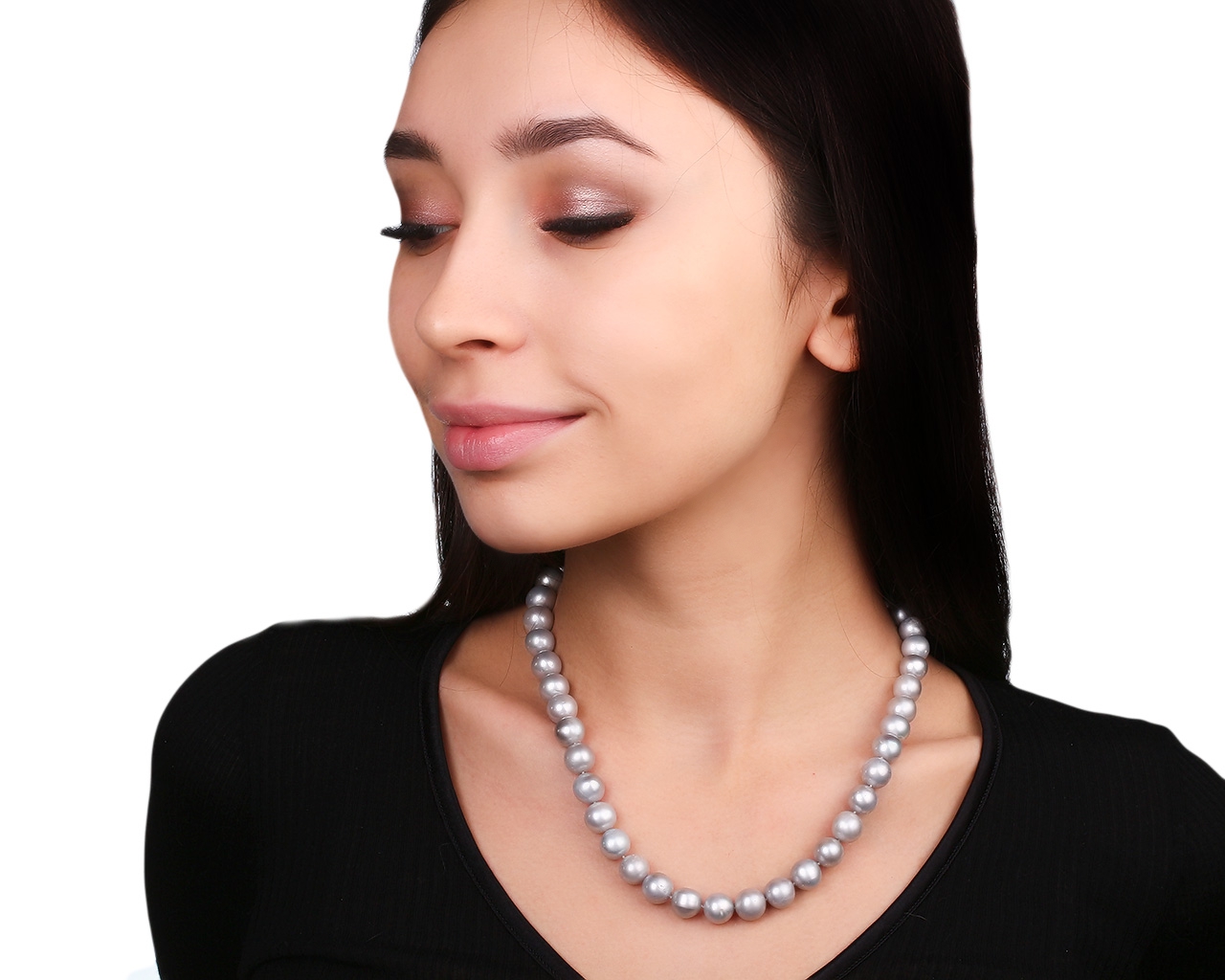 Изумительное ожерелье с жемчугом и бриллиантами 0.20ct