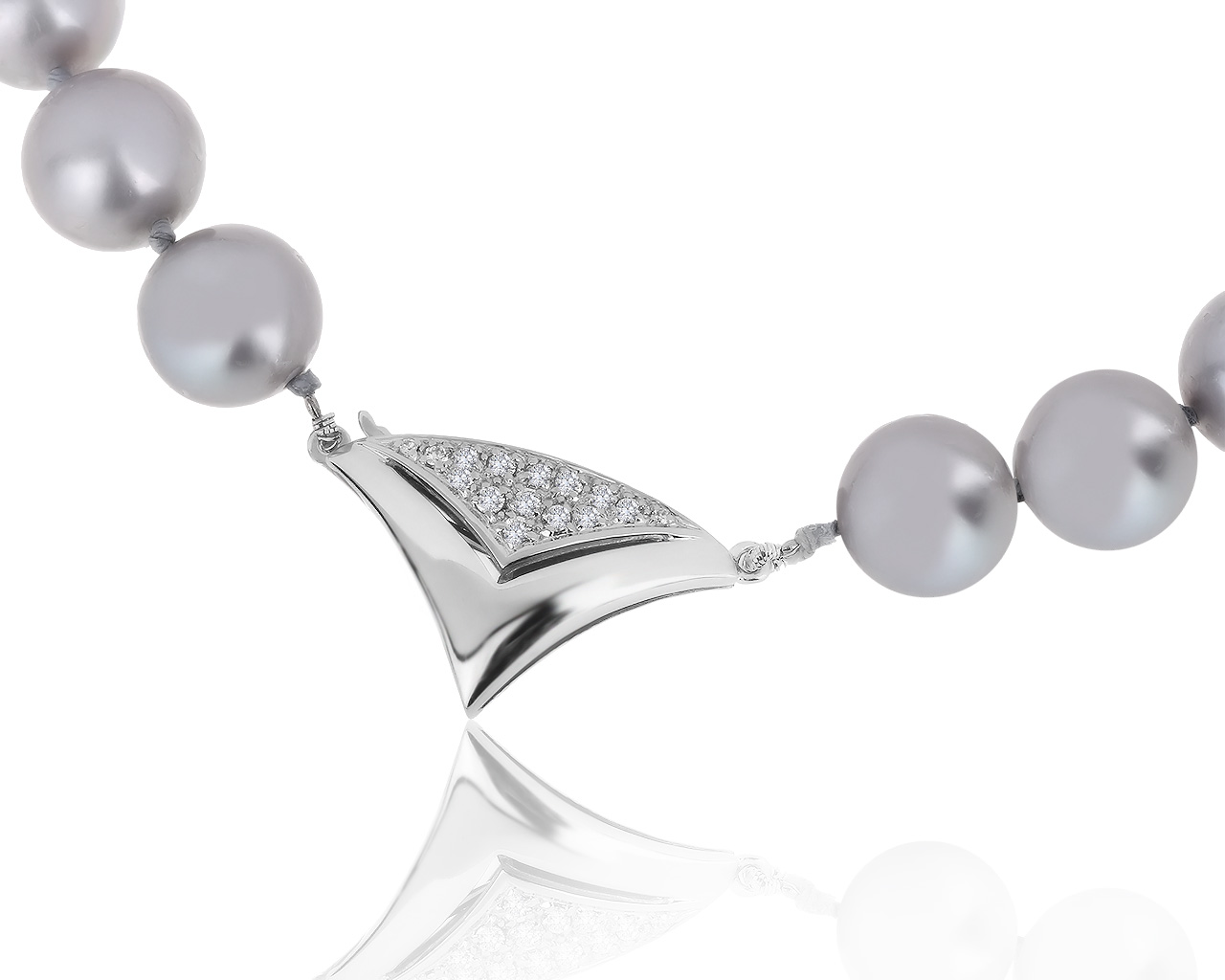 Роскошное золотое колье с жемчугом и бриллиантами 0.20ct 250919/22