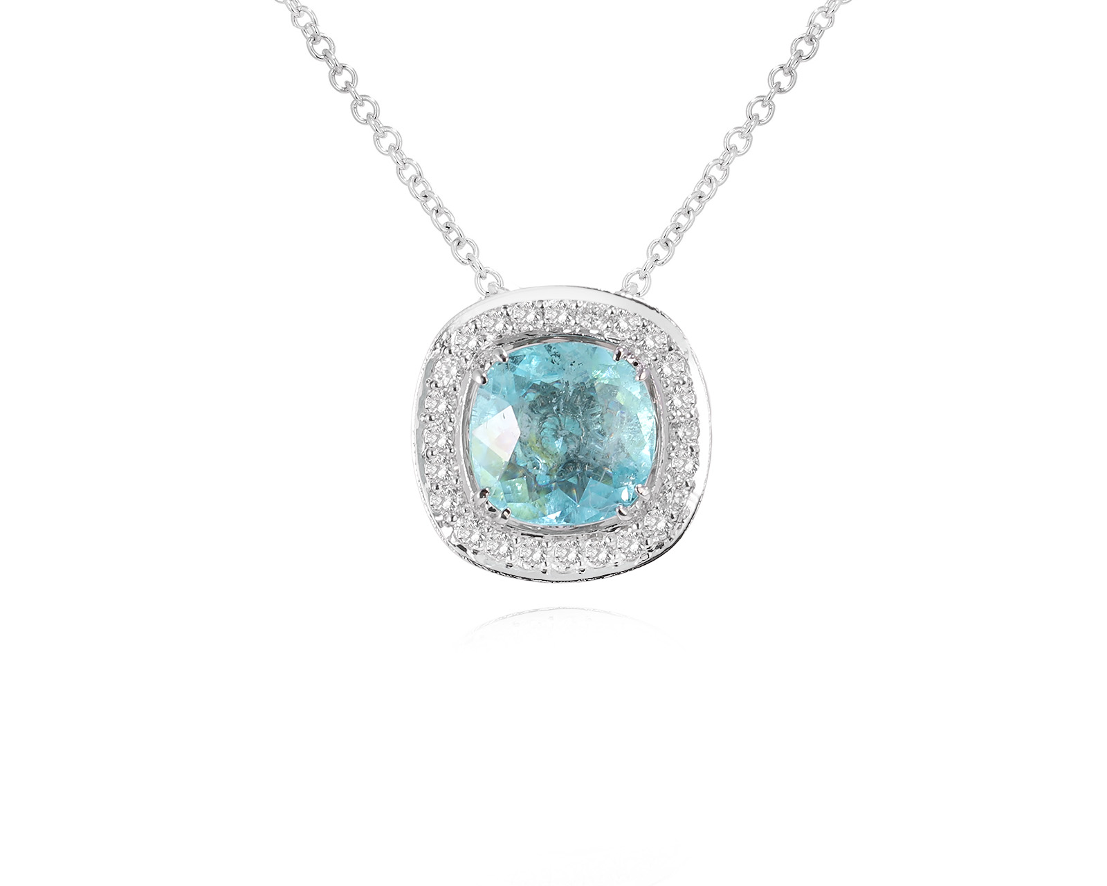 Золотое колье с турмалином параиба 1.11ct Мозамбик Evgeny Matveev 100225/Б41