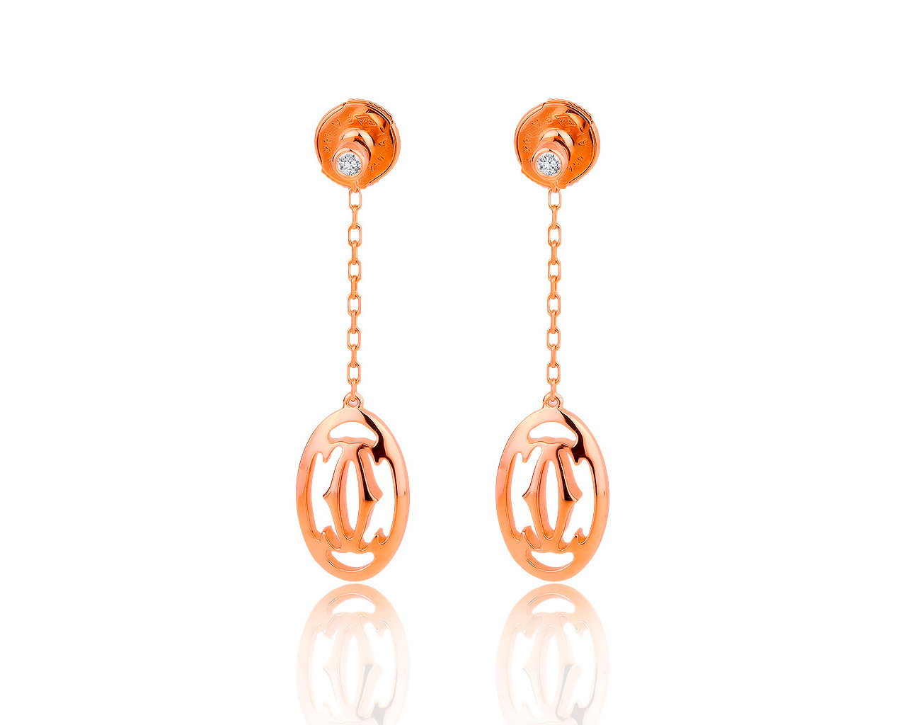 Оригинальные золотые серьги с бриллиантами 0.07ct Cartier 270919/19