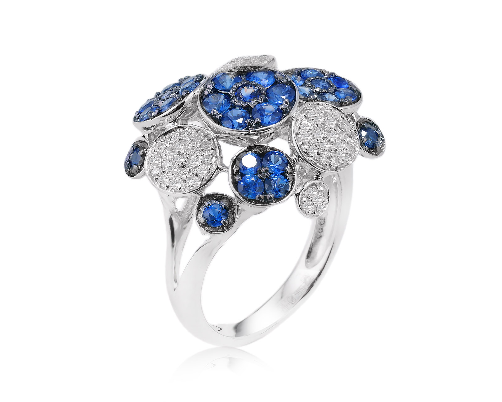 Золотое кольцо с сапфирами 1.34ct и бриллиантами 0.26ct 011123/2