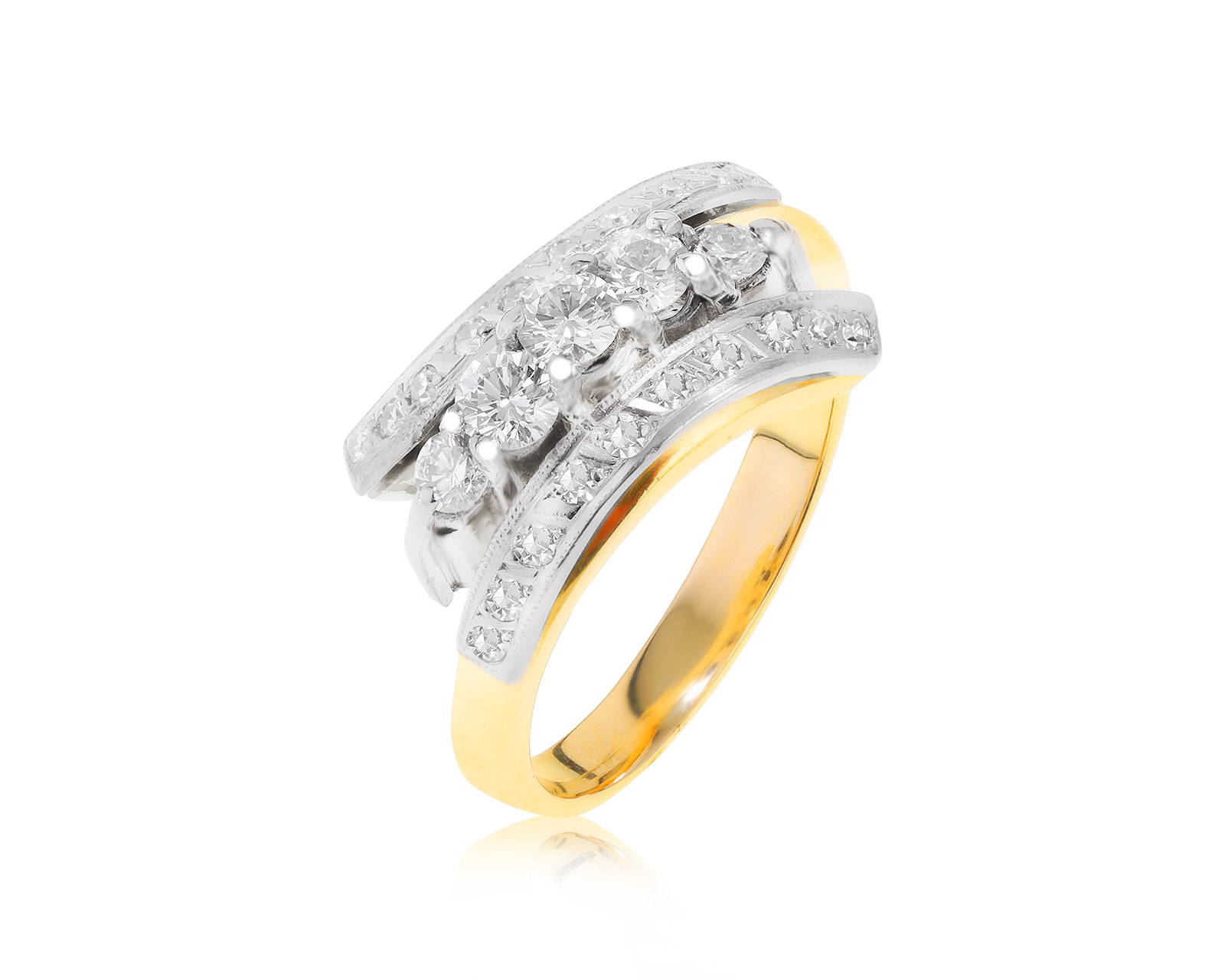 Винтажное золотое кольцо с бриллиантами 0.79ct СССР 051221/3