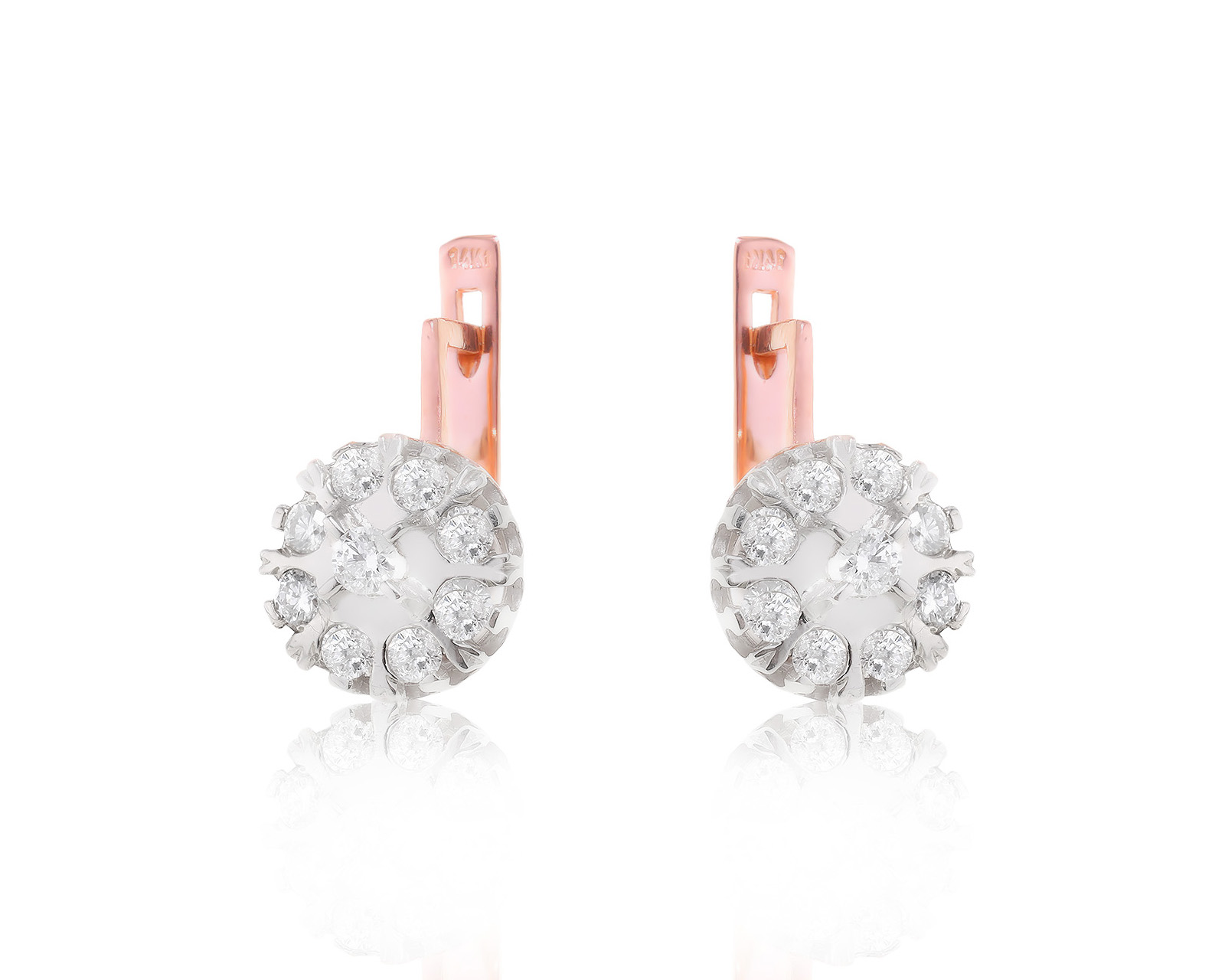 Изысканные золотые серьги с бриллиантами 0.96ct
