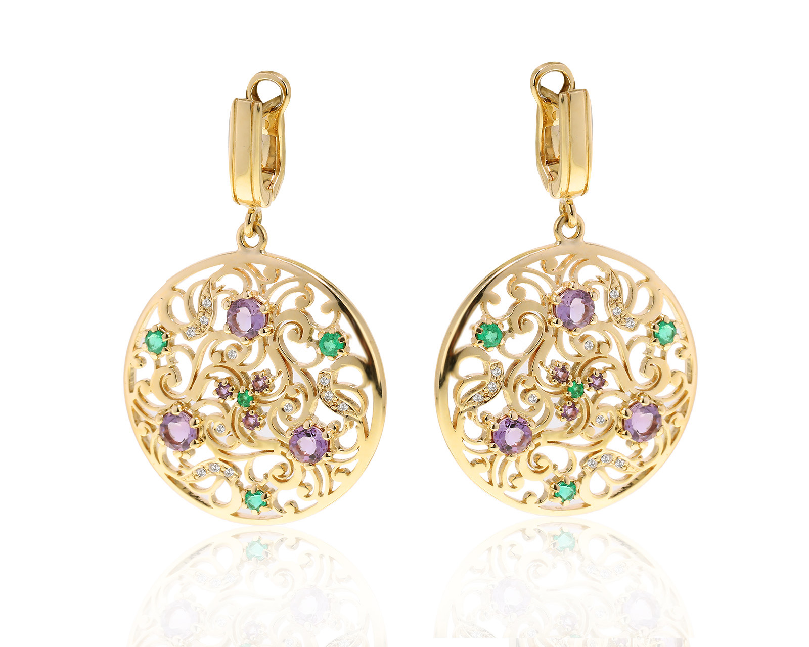 Завораживающие золотые серьги с аметистами 1.62ct 080523/3