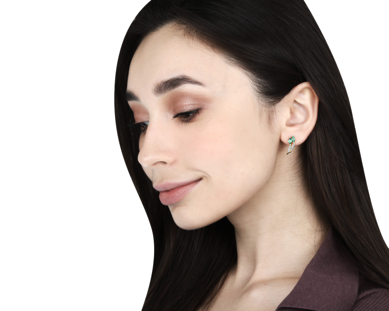 Прелестные золотые серьги с изумрудами 0.77ct