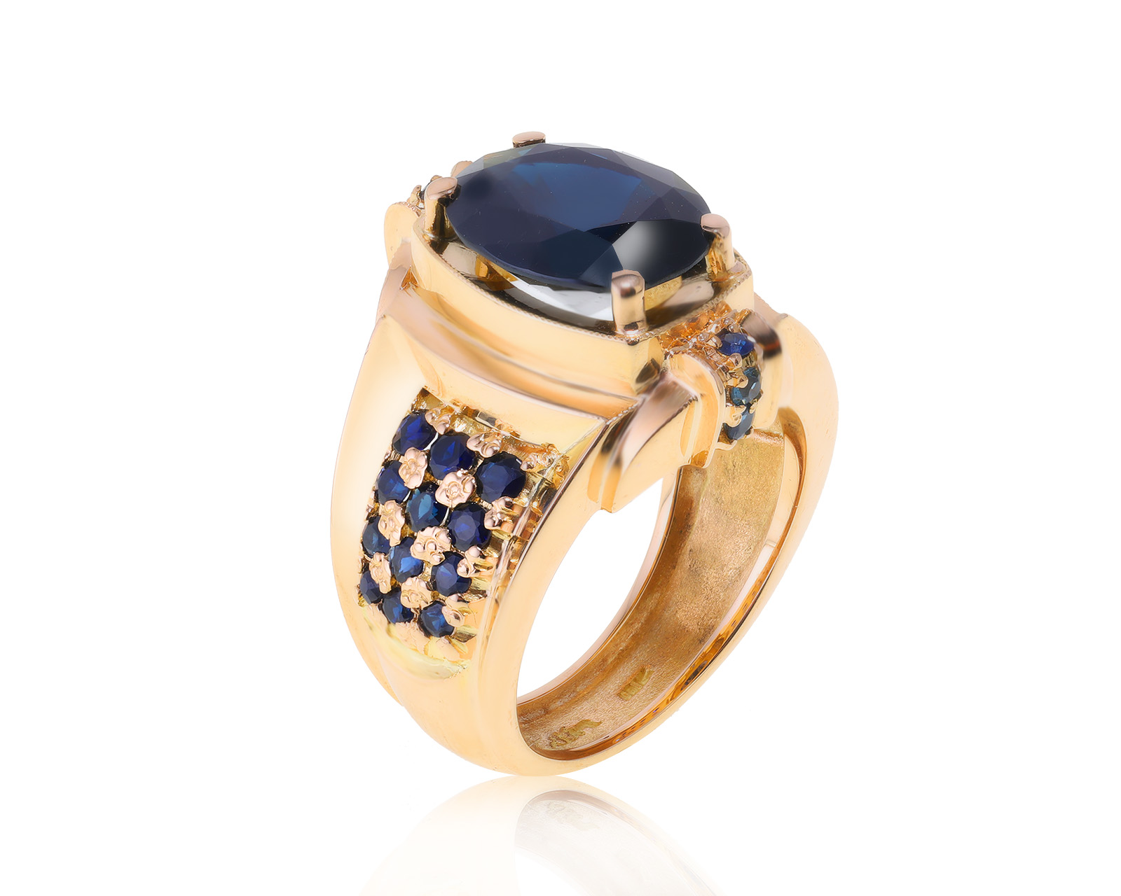 Притягательное золотое кольцо с сапфирами 8.54ct 091022/2
