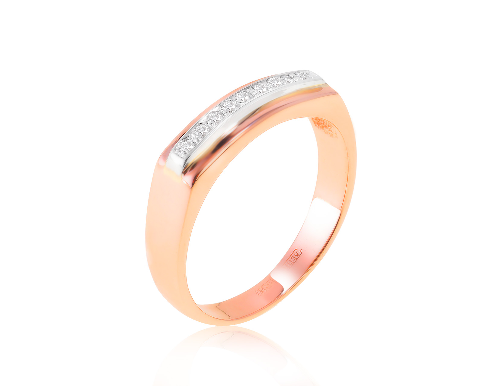 Нарядное золотое кольцо с бриллиантами 0.09ct 071122/1