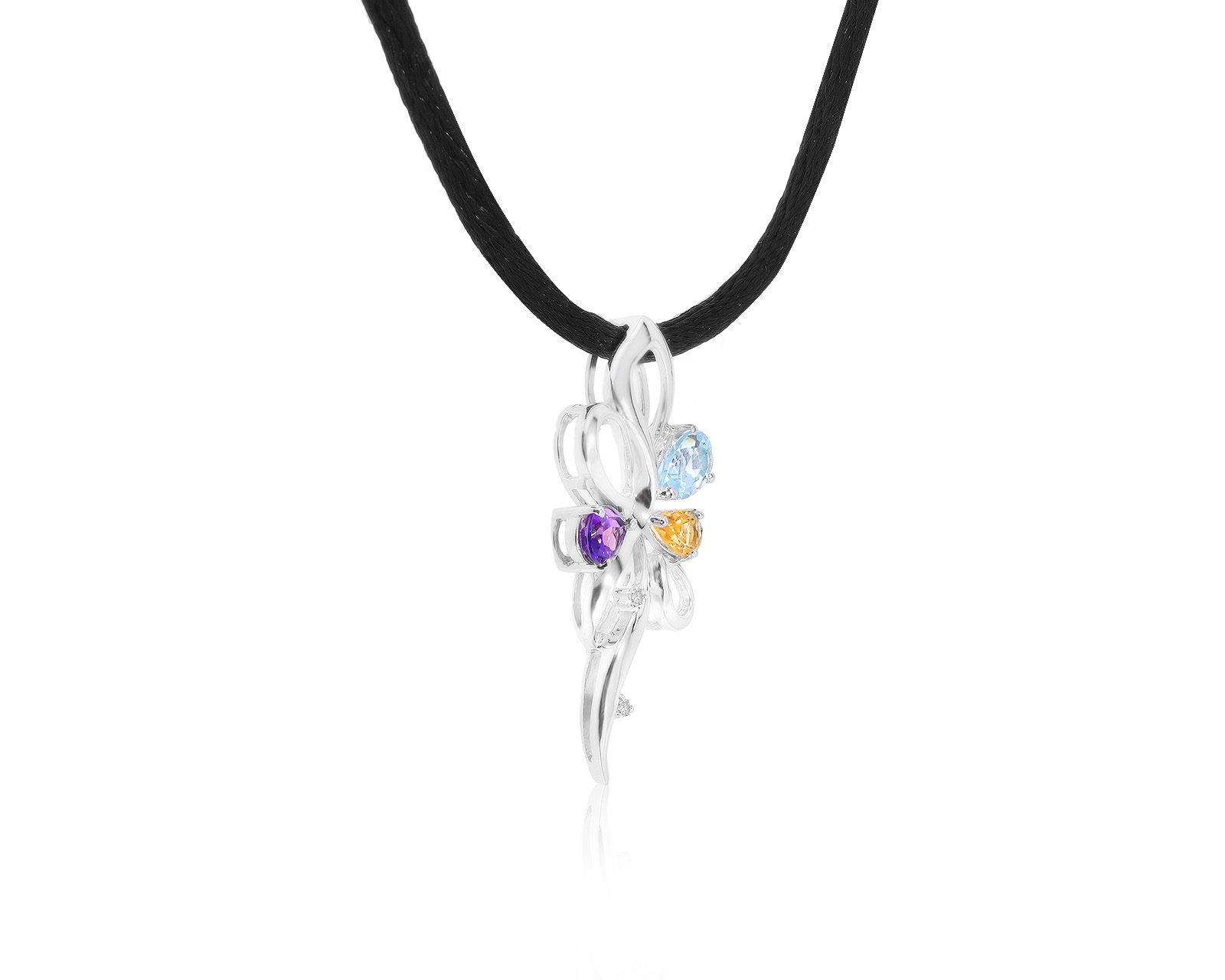 Модный золотой кулон с цветными камнями 0.89ct