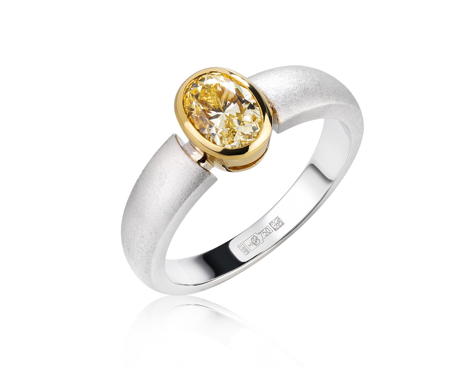 Золотое кольцо с желтым бриллиантом 1.01ct Evgeny Matveev 230926/Б360