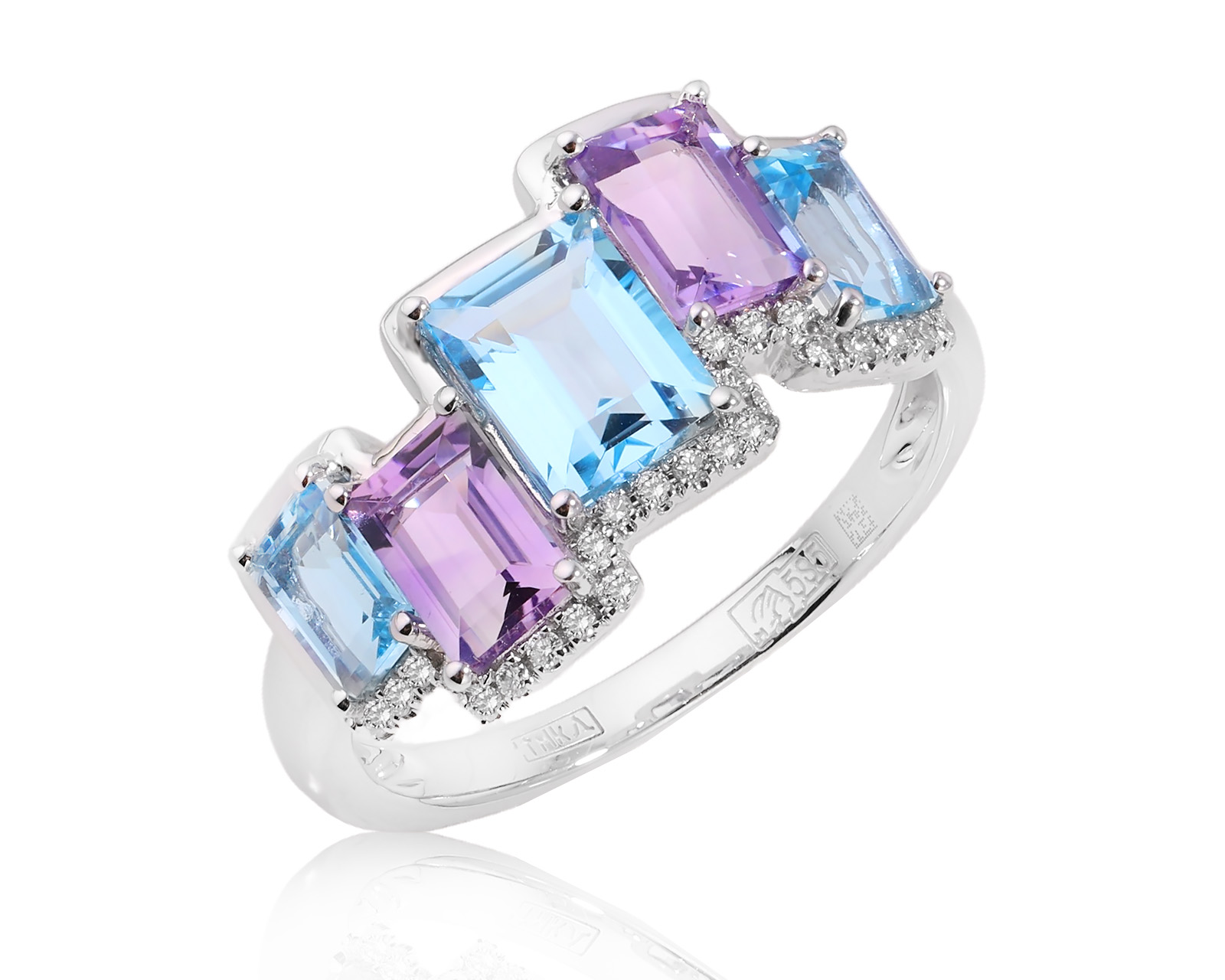 Золотое кольцо с топазами 1.52ct и аметистами 0.67ct 171025/9