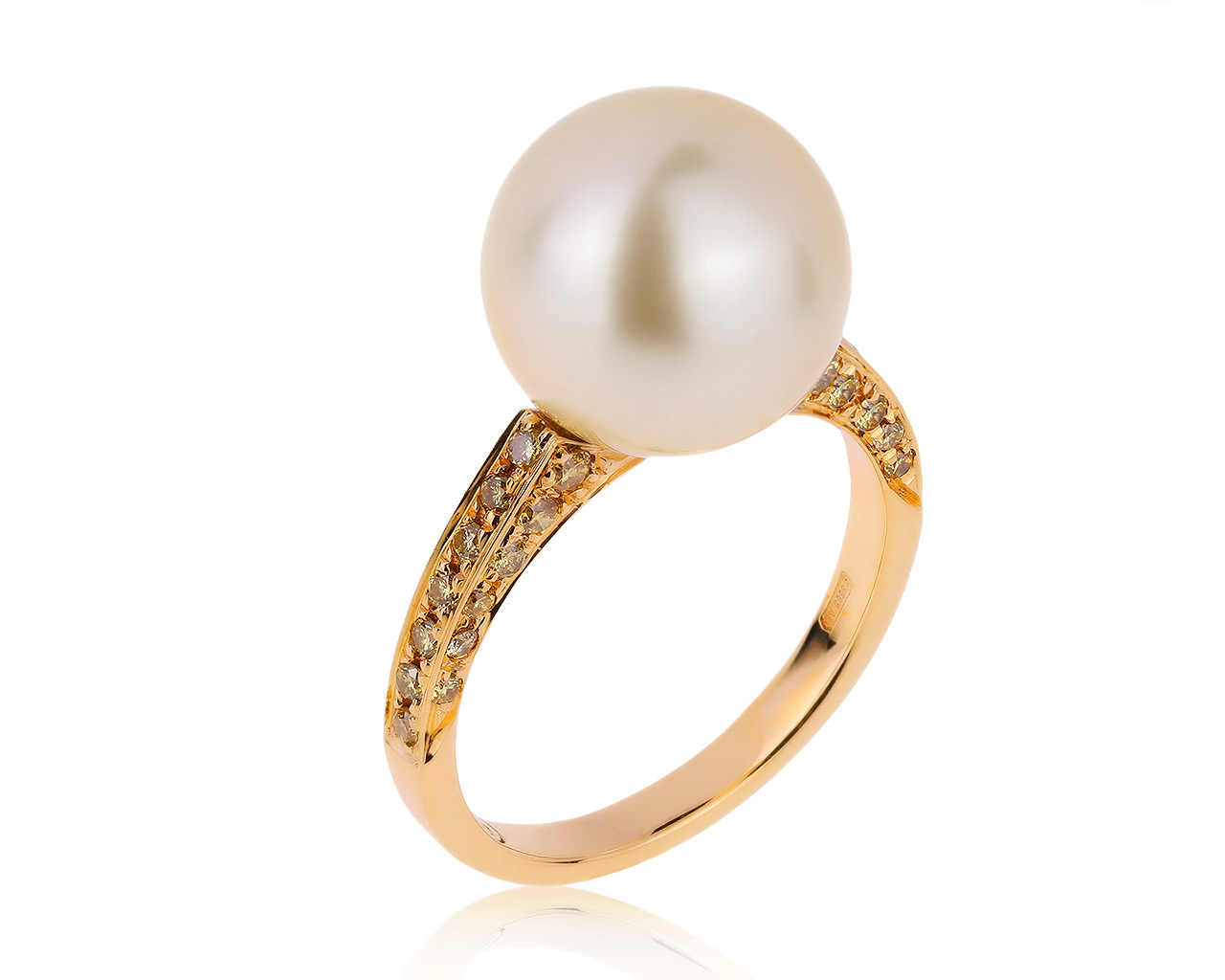 Оригинальное золотое кольцо с жемчугом Carlo Luca Della Quercia 060520/1