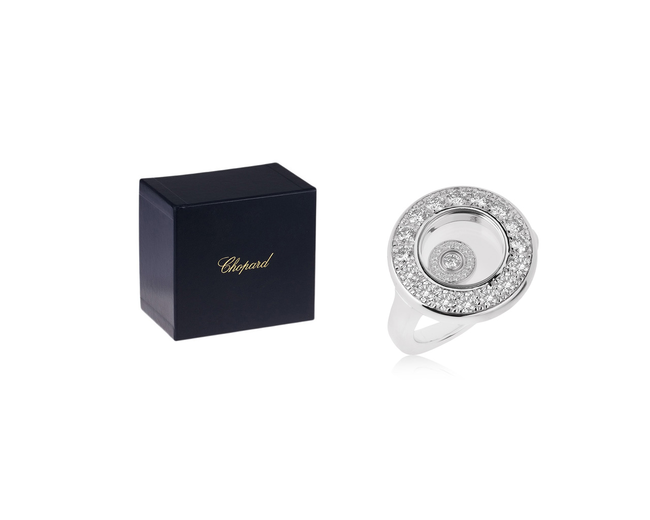 Оригинальное золотое кольцо с бриллиантами 1.06ct Chopard Happy Diamonds