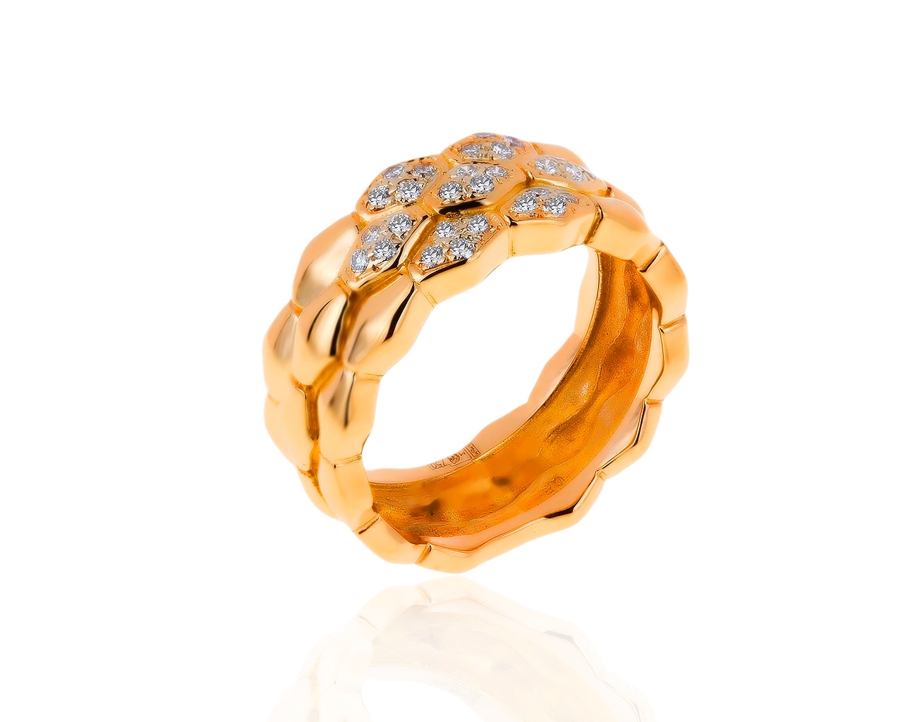 Оригинальное золотое кольцо с бриллиантами 0.30ct Carl F Bucherer