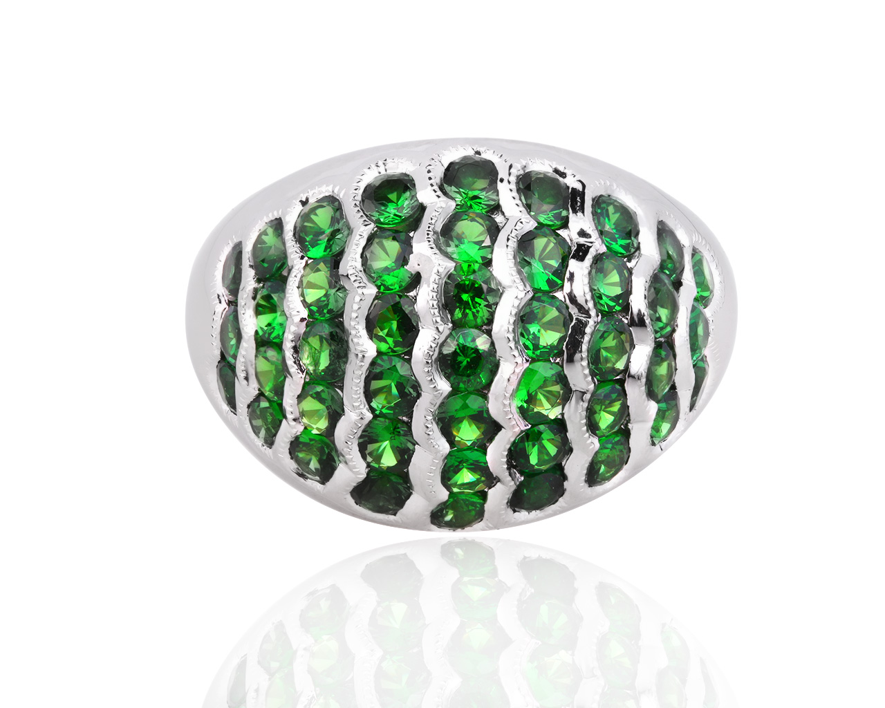 Интересное платиновое кольцо с тсаворитами 3.01ct 120518/1