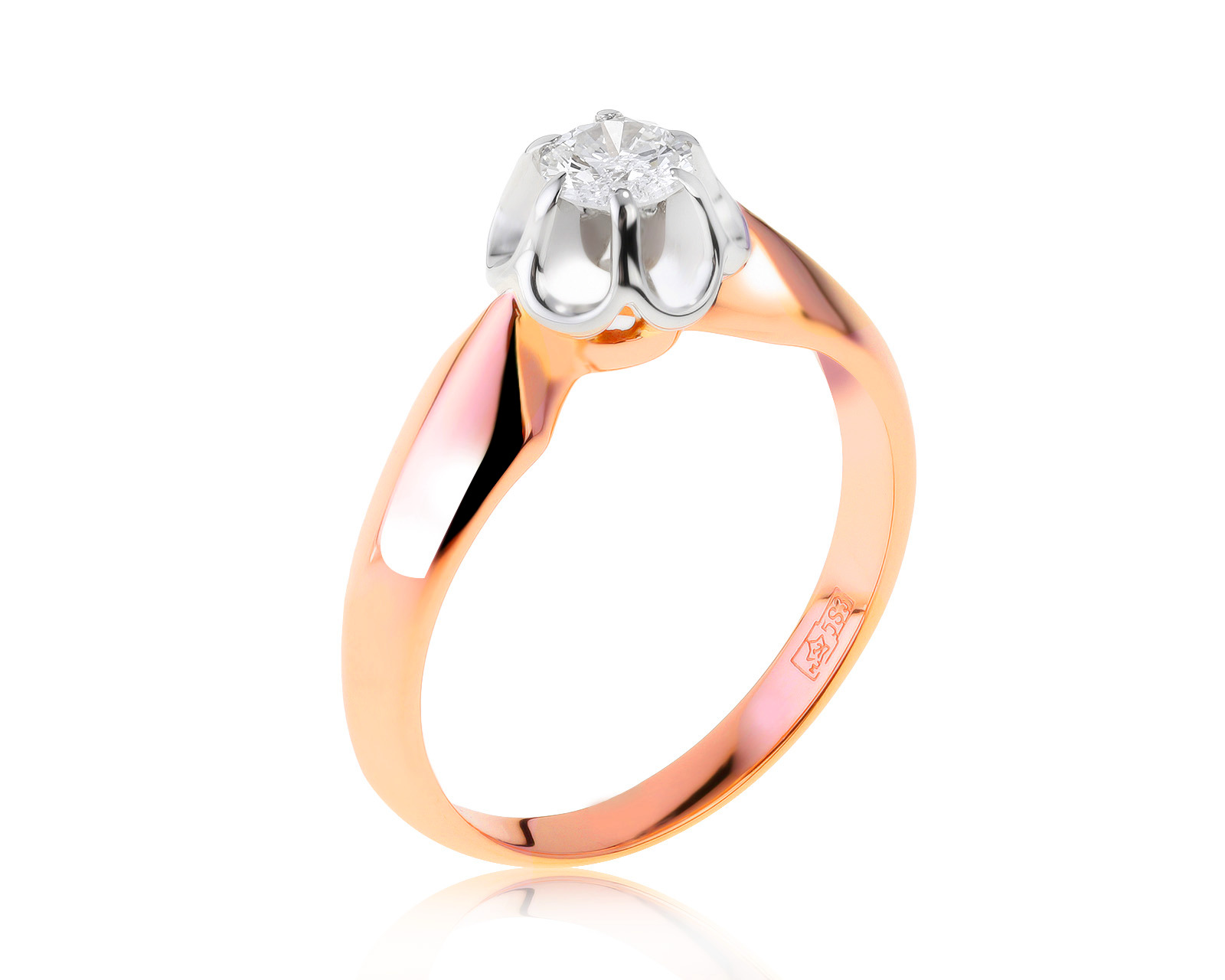 Прекрасное золотое кольцо с бриллиантом 0.39ct СССР 241021/4