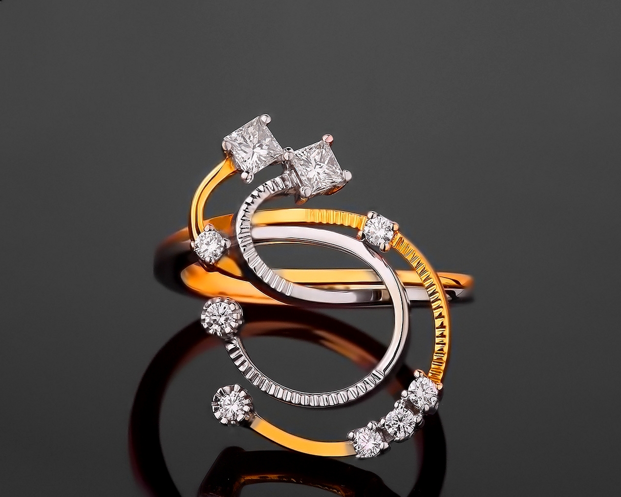 Изящное золотое кольцо с бриллиантами 0.43ct 280517/18