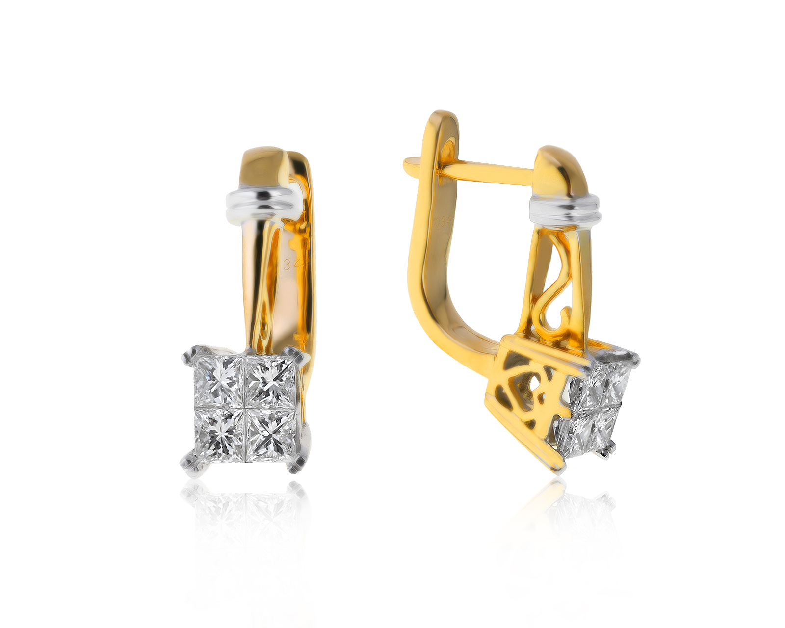 Достойные золотые серьги с бриллиантами 0.71ct 140821/9