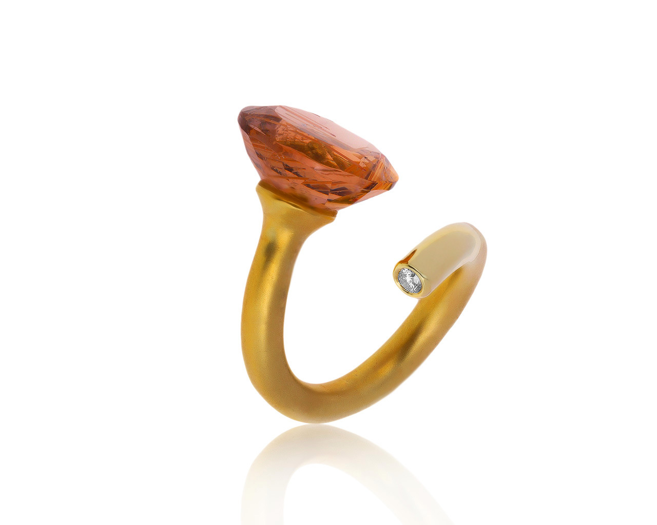Оригинальное золотое кольцо с кварцем 14.11ct German Kabirski